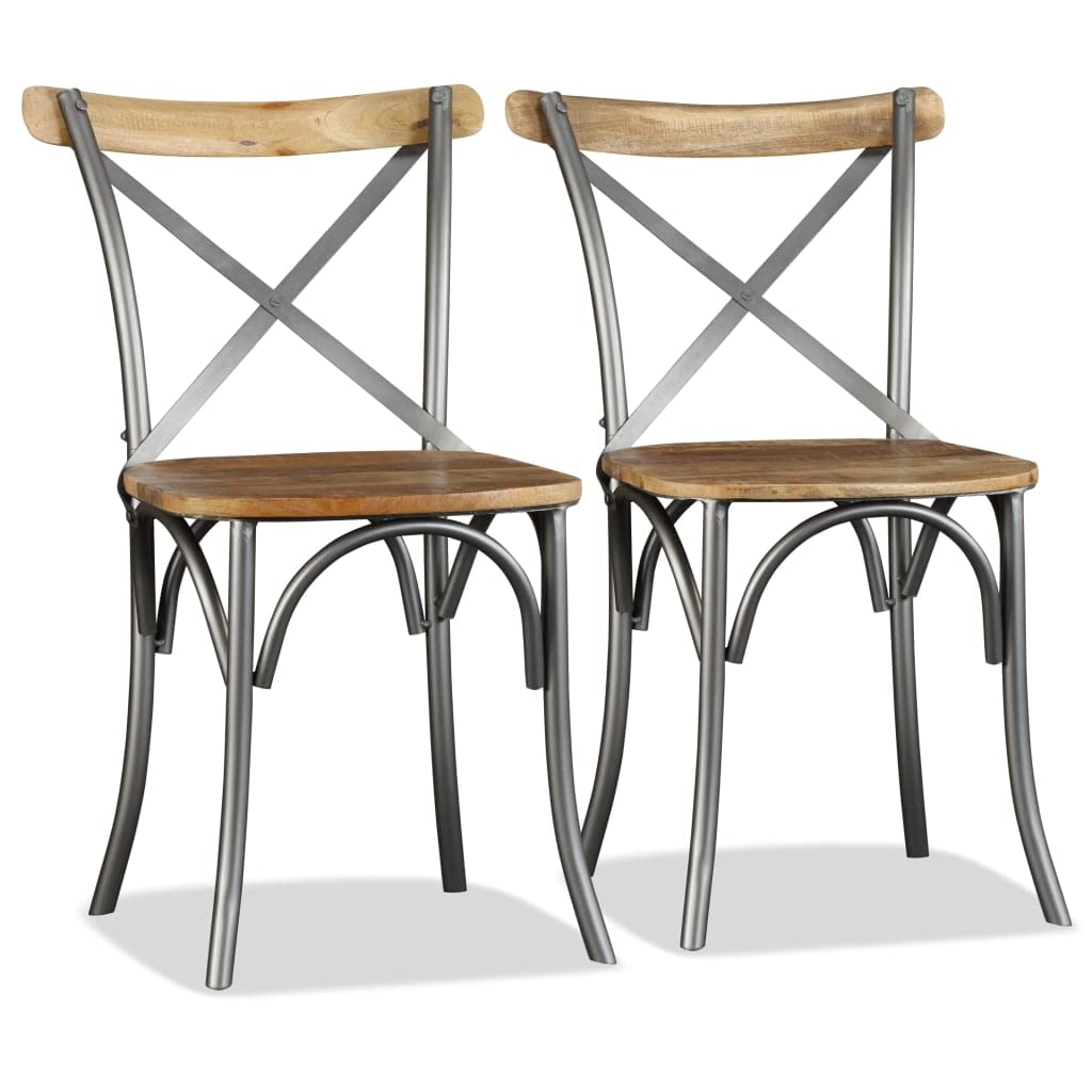 Rustic Farmhouse Dining Chairs Set of 2 - Solid Mango Wood Antique Side Chairs for Kitchen, Dining Room & Restaurant - Perfect for Country Style Home Decor & Vintage Themed Spaces