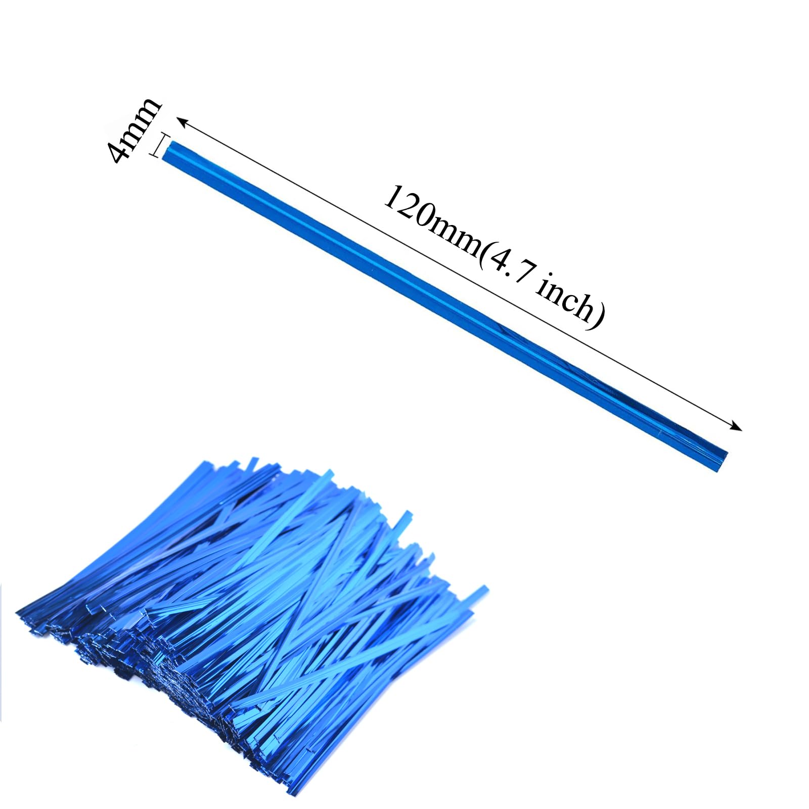 800 PCS Metallic Twist Ties 4.7 Inch - Reusable Cable Wires for Bakery, Candy Bags, Coffee Bags, Goodie Bags, Gift Wrapping & Organizing Cables (Blue)