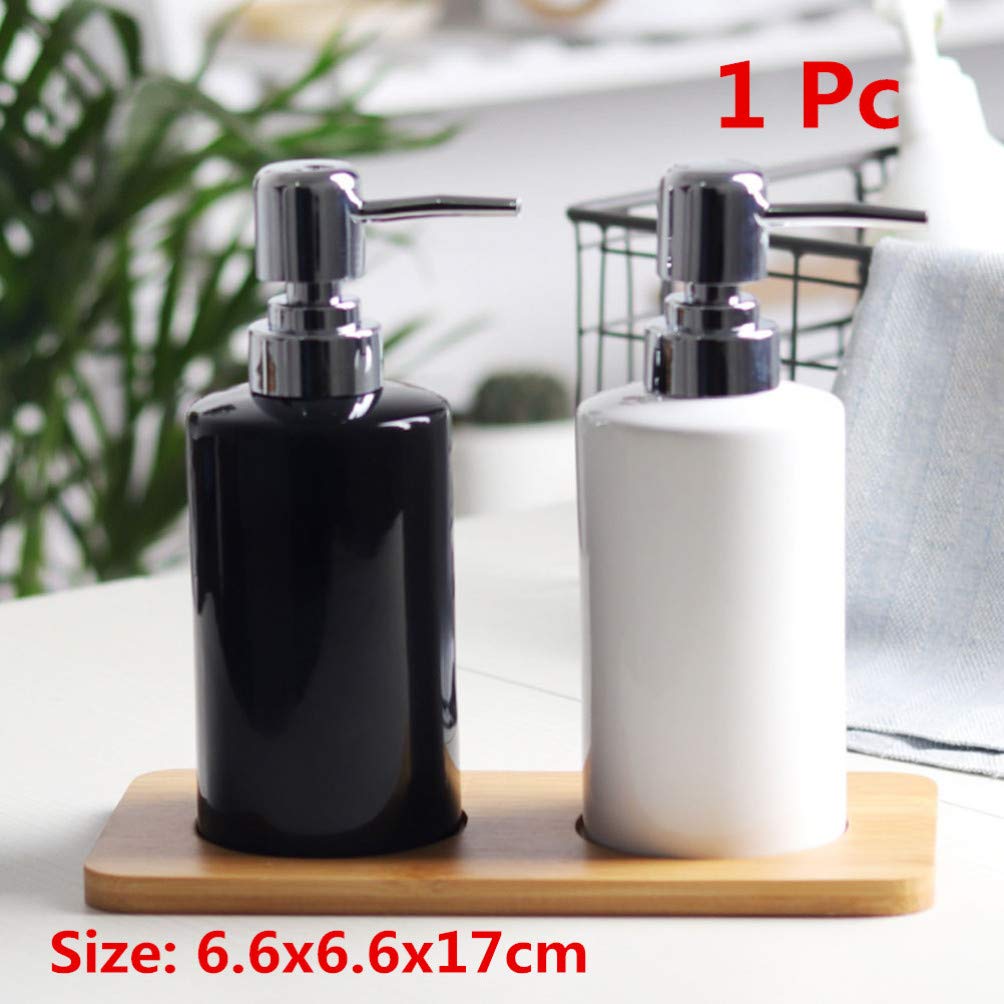DOITOOL 1PCS Black Ceramic Soap Dispenser - Refillable Hand Soap Dispenser for Bathroom & Kitchen - Elegant Liquid Soap, Shampoo & Lotion Dispenser - Perfect for Home, Office & Hotel Use