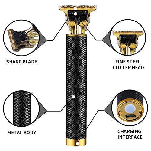 Professional USB Rechargeable Hair Clipper & Beard Trimmer for Men - Gold | Electric Hair Cutting Machine for Home & Barber Use | Perfect for DIY Haircuts, Beard Grooming & Styling