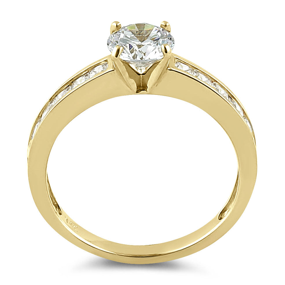 14K Yellow Gold Round 6mm Cubic Zirconia Engagement Ring for Women - Classic Solitaire Wedding Band, Anniversary Gift, Promise Ring for Her - Perfect for Proposals, Bridal Jewelry & Special Occasions