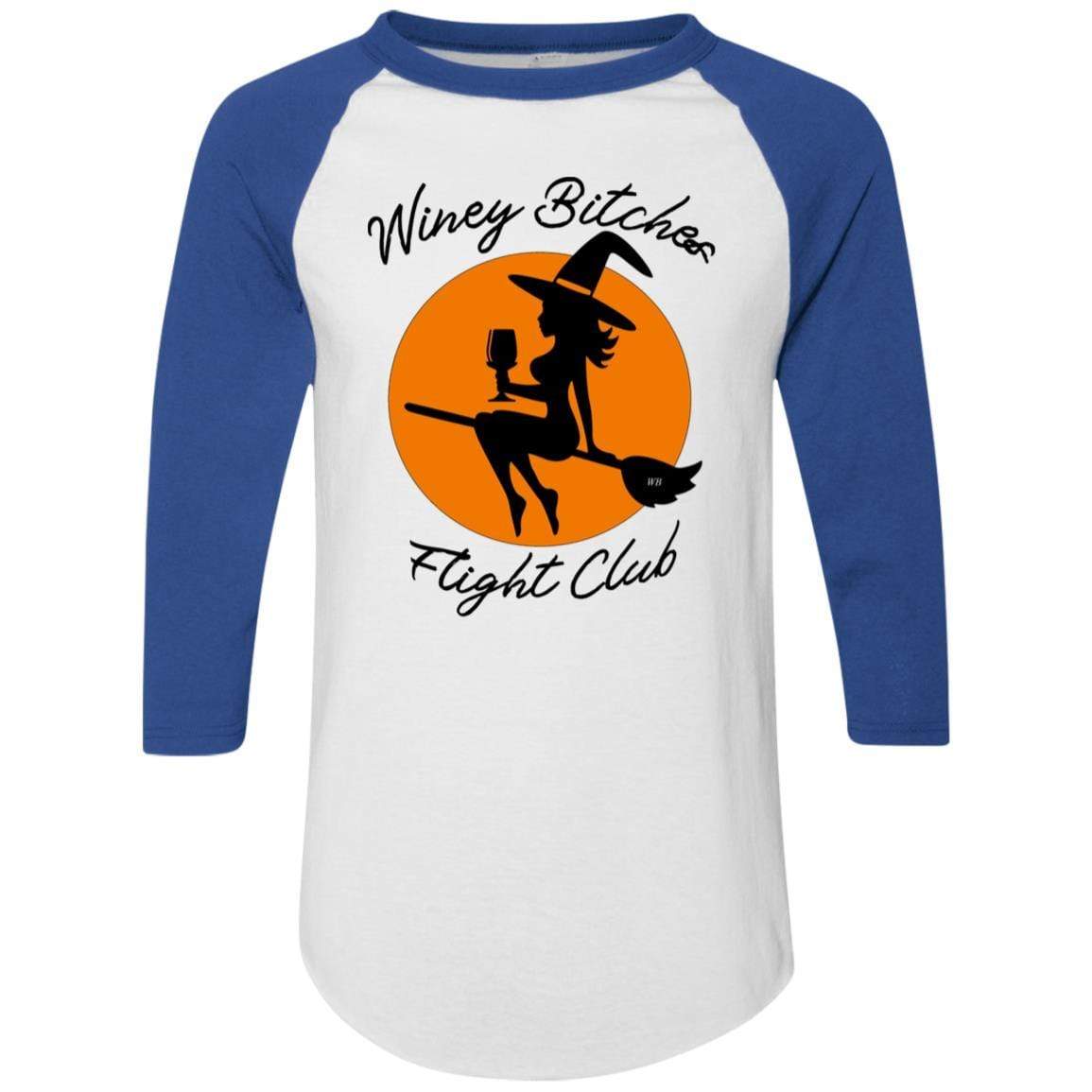 WineyBitches.Co Winey Bitches Flight Club Colorblock Raglan Jersey - Stylish & Comfortable Women's Baseball Tee for Casual Outings, Girls Night Out & Wine Tasting Events