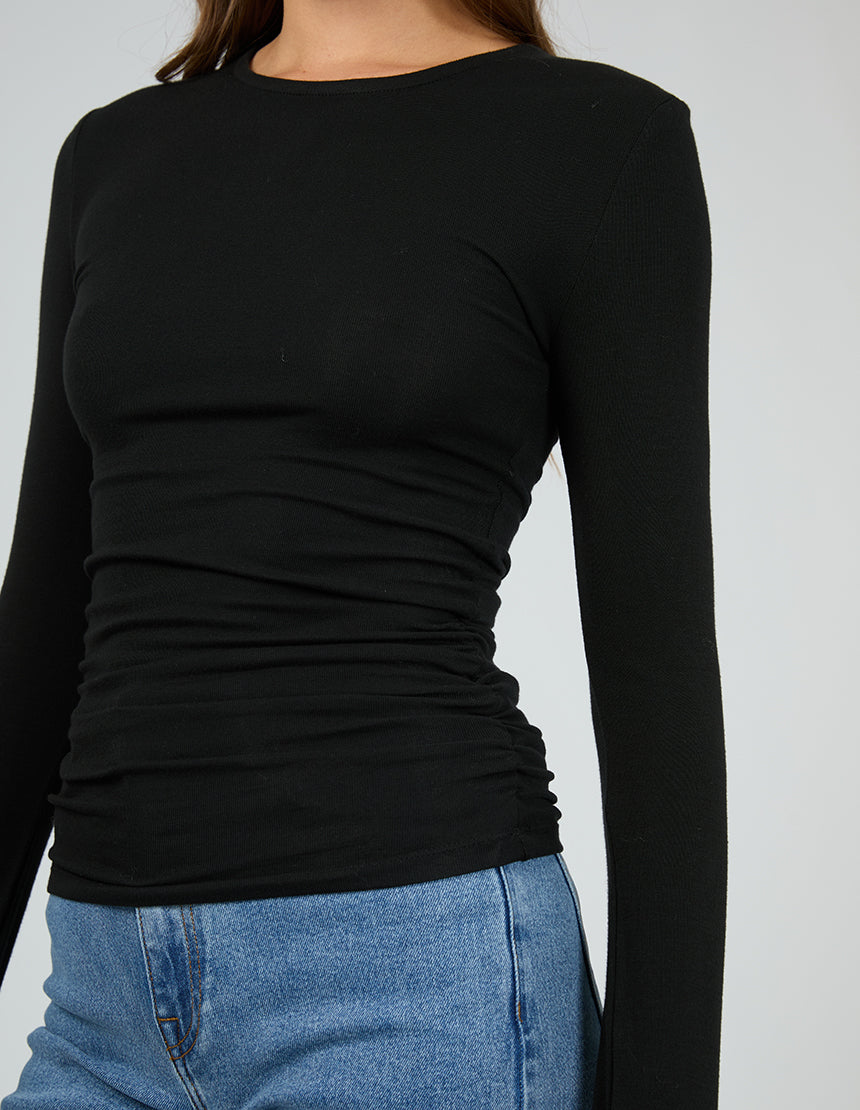 Kylie Long Sleeve Top for Women - Elegant Black Blouse with Long Sleeves | Perfect for Office Wear, Date Night & Casual Outfits