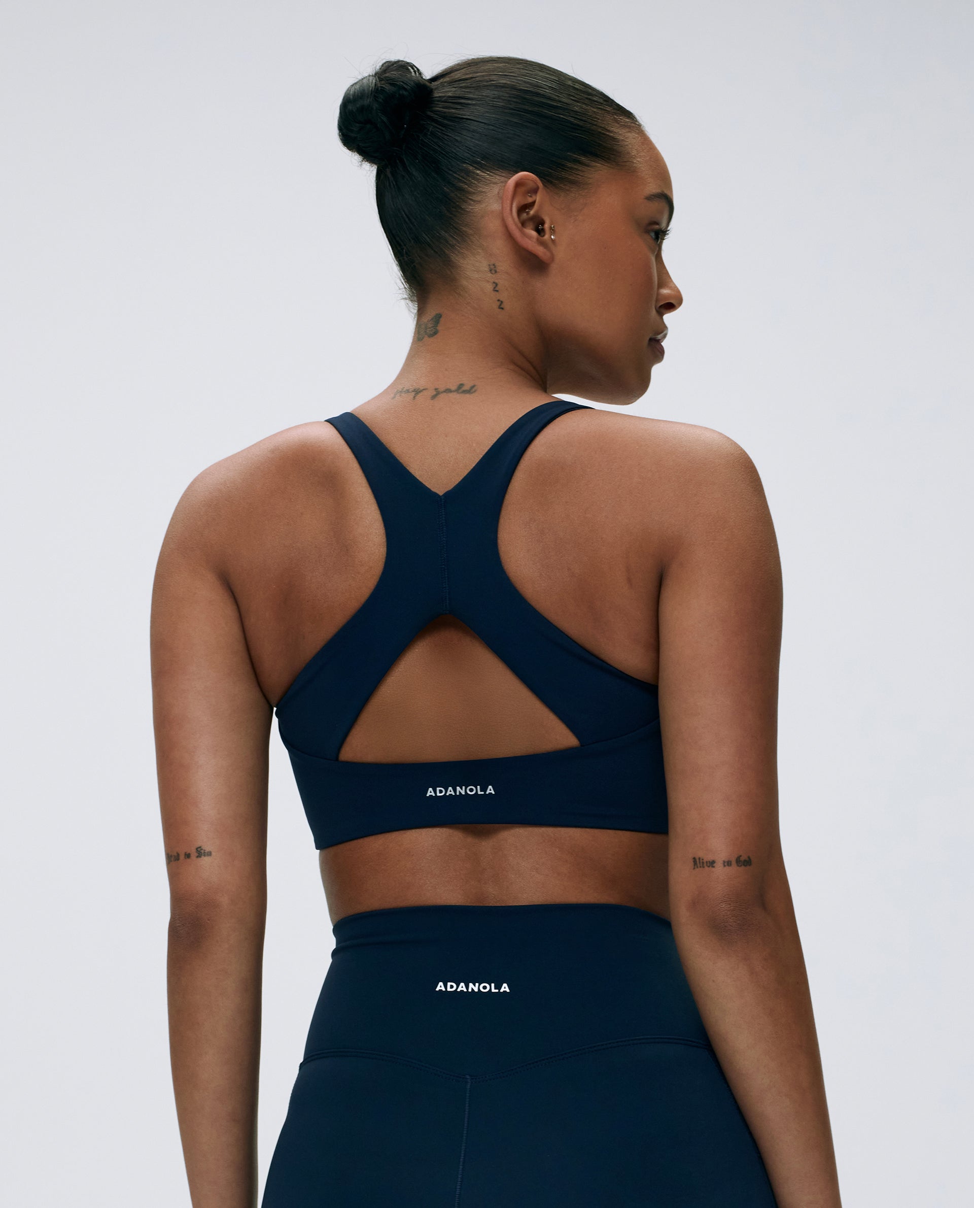 Ultimate Racer Cut Out Sports Bra - Navy Blue Workout Top for Running, Yoga & Gym | High Support Activewear for Women