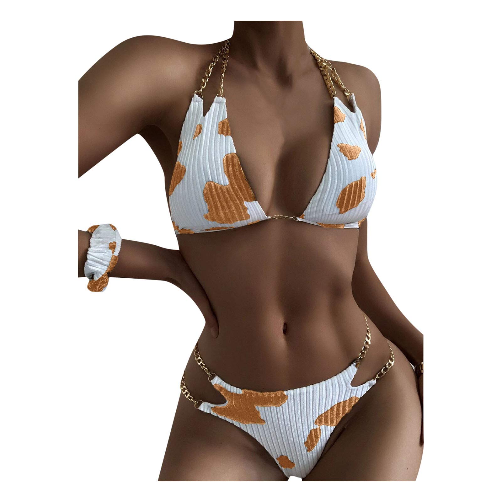 ZLBDYG Floral Padded Bikini Set - Push Up Women's Swimwear with Cow Print - Sexy Beachwear for Juniors | Perfect for Pool Parties, Beach Vacations & Summer Getaways