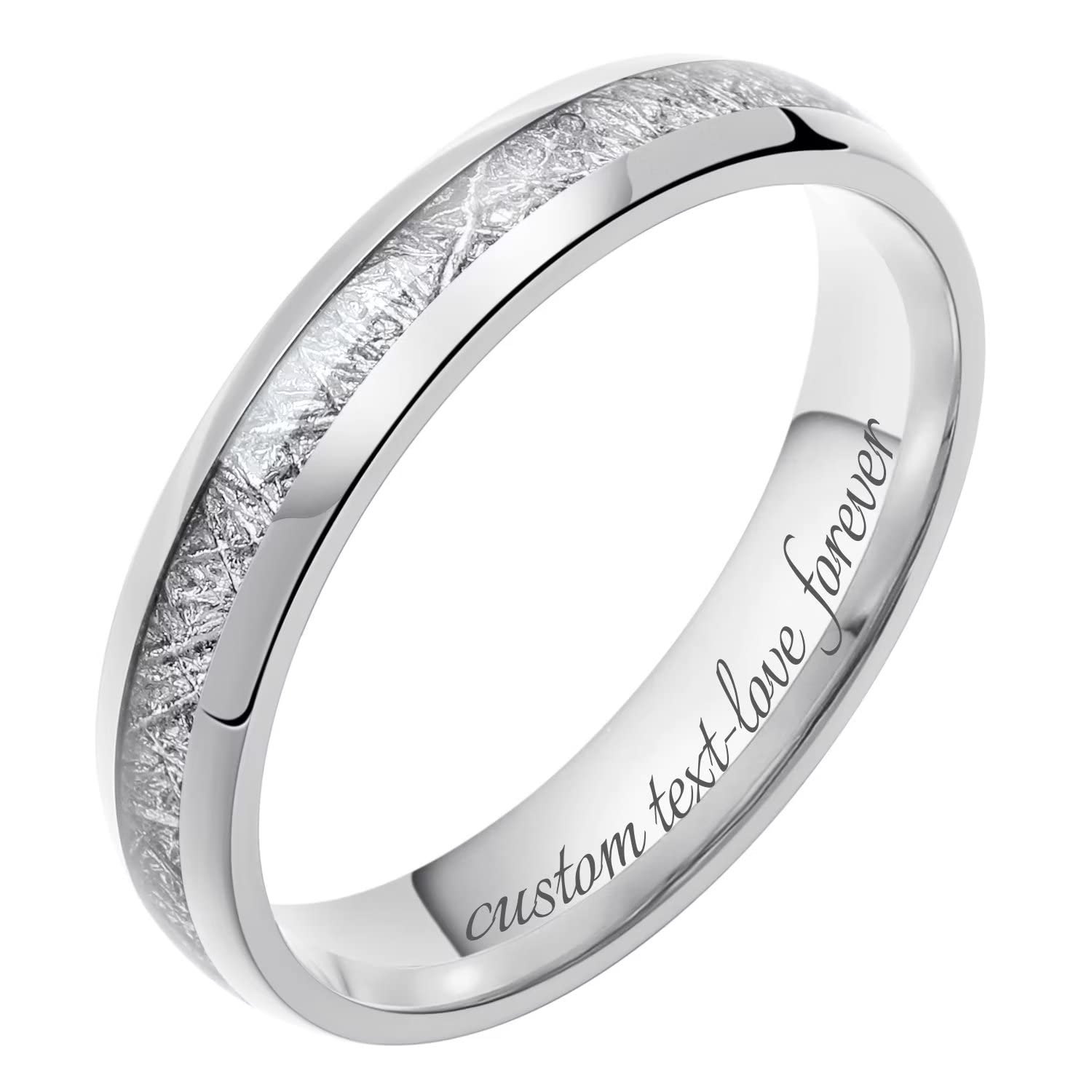 THREE KEYS 4mm Tungsten Wedding Ring for Women - Purple Shell Inlaid Engagement Band | Durable & Hypoallergenic Jewelry for Brides, Anniversaries & Special Occasions
