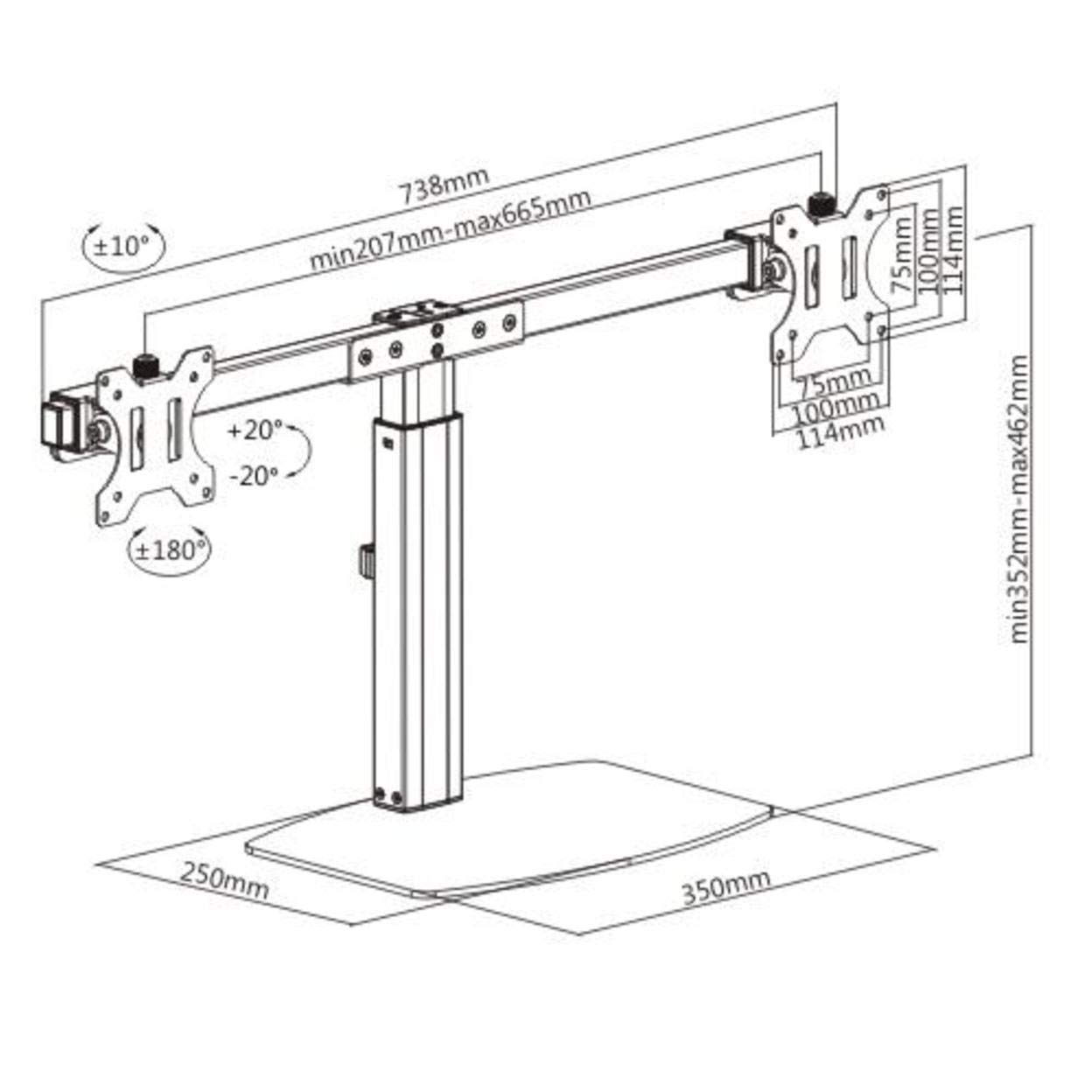Amer Dual Screen Pneumatic Vertical Lift Monitor Stand - Adjustable Height for 17'' to 27'' Monitors | Ergonomic Workstation Solution for Office & Gaming Setup