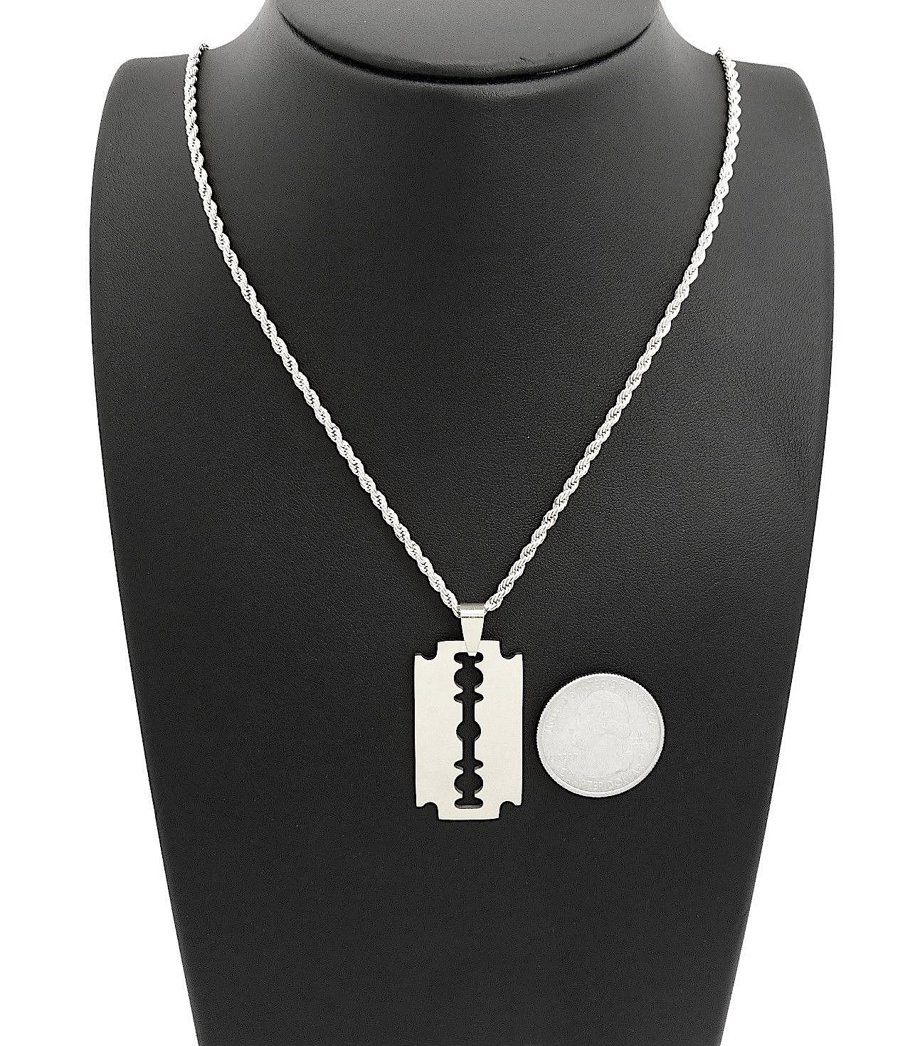 Men's Hip Hop Razor Blade Pendant Necklace - 24