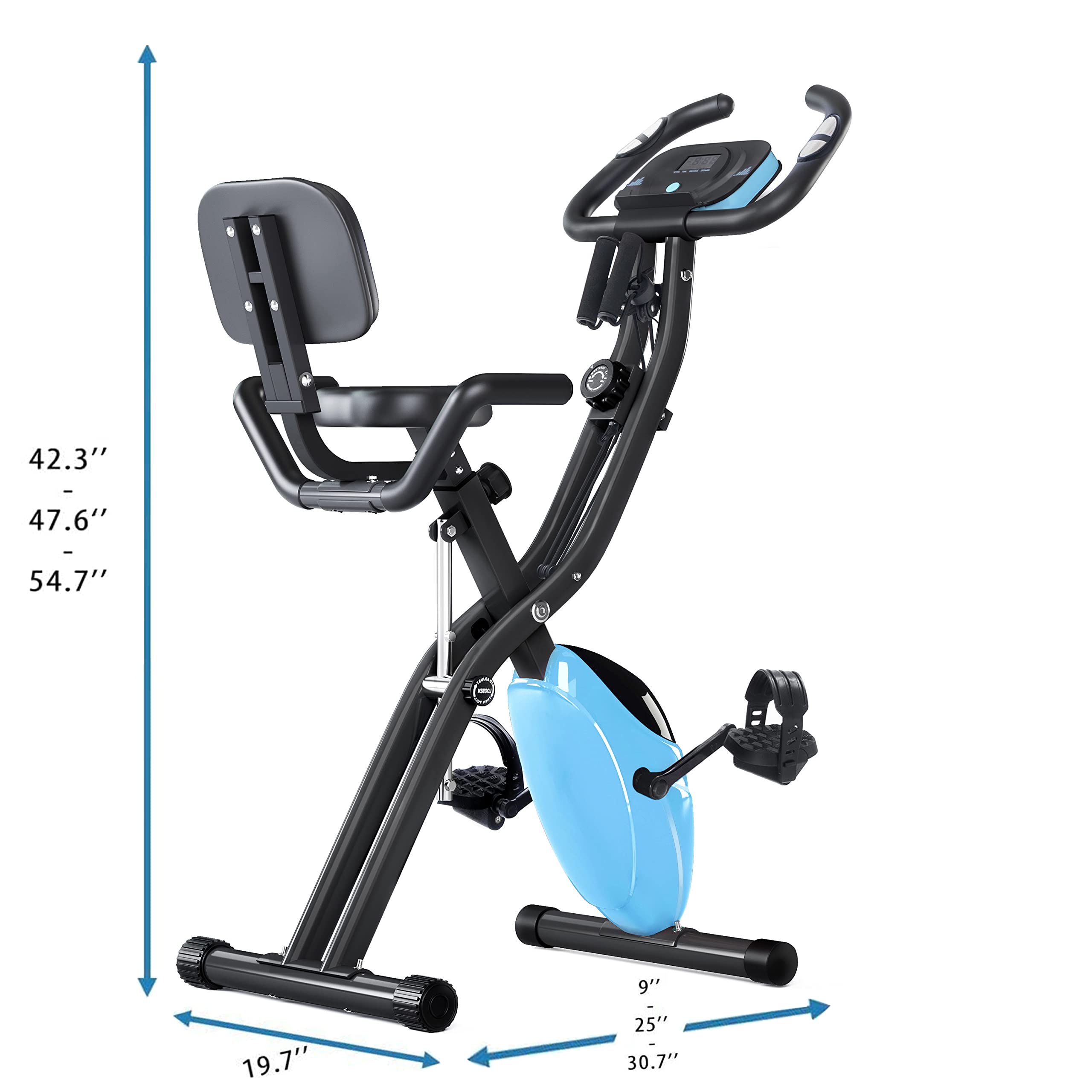Merax 2-in-1 Folding Exercise Bike - 16-Level Magnetic Resistance Recumbent & Upright Indoor Cycling Bike for Home Workouts | Compact Stationary Fitness Bike for Cardio Training & Weight Loss