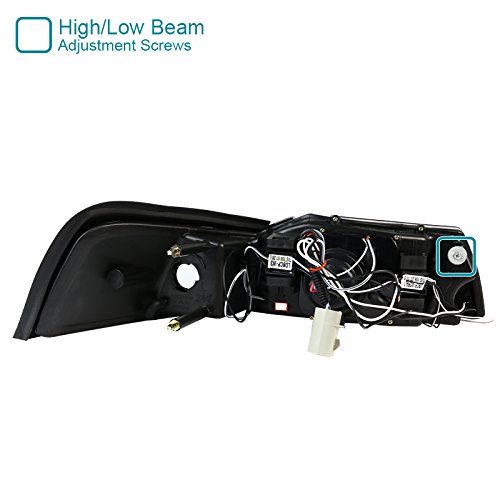 Spec-D Tuning Dual Halo Black Projector Headlights & Sequential LED Tail Lights for 1999-2004 Ford Mustang - Complete Left & Right Headlamp Assembly - Upgrade Your Ride with Stylish Lighting for Night Driving & Car Shows