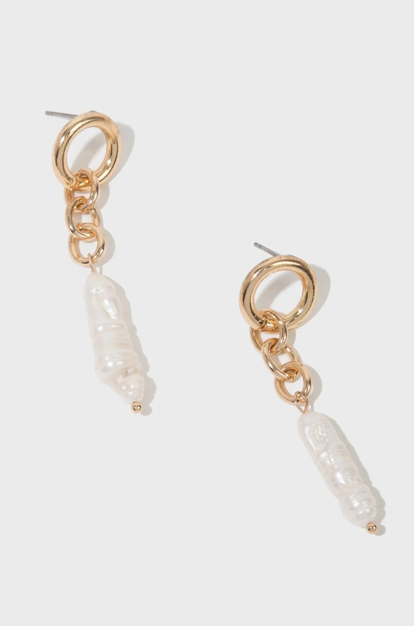 14K Gold Chain Pearl Drop Earrings for Women - Elegant Dangle Jewelry for Weddings, Parties & Special Occasions