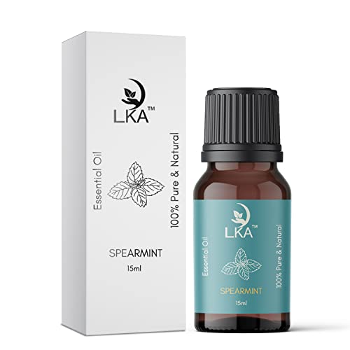 LKA Spearmint Essential Oil 15ML - 100% Pure Natural Undiluted for Skin & Hair Care - Includes Dropper (Pack of 1) - Perfect for Aromatherapy, DIY Beauty Products & Relaxation