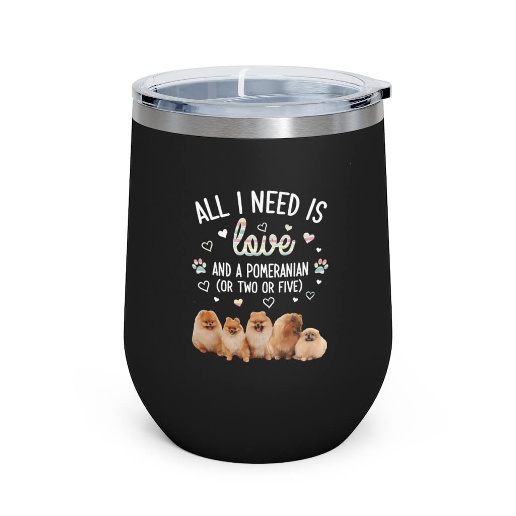 Funny Pomeranian Insulated Wine Tumbler - 12oz Stainless Steel Coffee Cup with Cute Dog Design, Perfect Gift for Dog Lovers - Great for Coffee, Wine, or Office Use