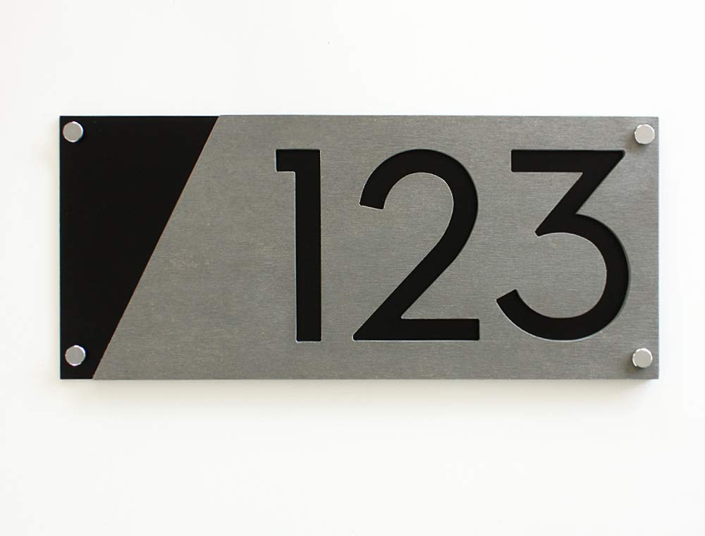 Modern Concrete House Numbers with Black Acrylic - Contemporary Address Plaque for Front Door - Durable Outdoor Home Sign for House, Apartment, and Mailbox Numbering