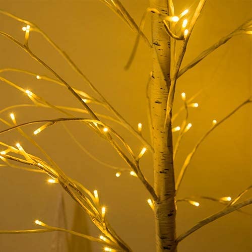 6FT Birch Tree with Fairy Lights - 160 LED Warm White Dimmable Christmas Decor with Remote (8 Lighting Modes) for Wedding, Party & Home Decor | Includes Plug & Base | Perfect for Indoor Holiday, Living Room & Bedroom Decoration