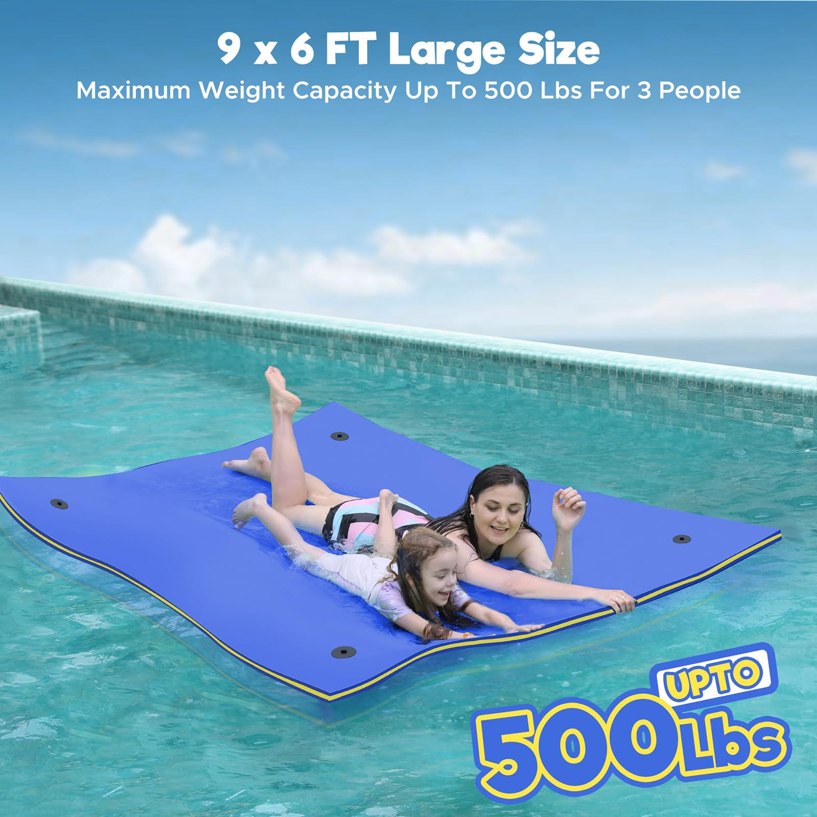 Best Floating Water Mat - 7'/8'/9'/13'/15.5' Lily Pad Floating Mat for Pool, Lake, River & Ocean - Durable 3-Layer XPE Foam - Perfect for Swimming, Sunbathing, Relaxing & Water Activities - Great for Family Fun, Beach Parties & Outdoor Adventures