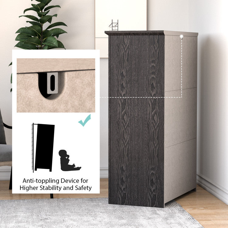 Costway 5-Drawer Tall Dresser Storage Cabinet with Sturdy MDF Frame - Perfect for Bedroom, Living Room & Office Organization