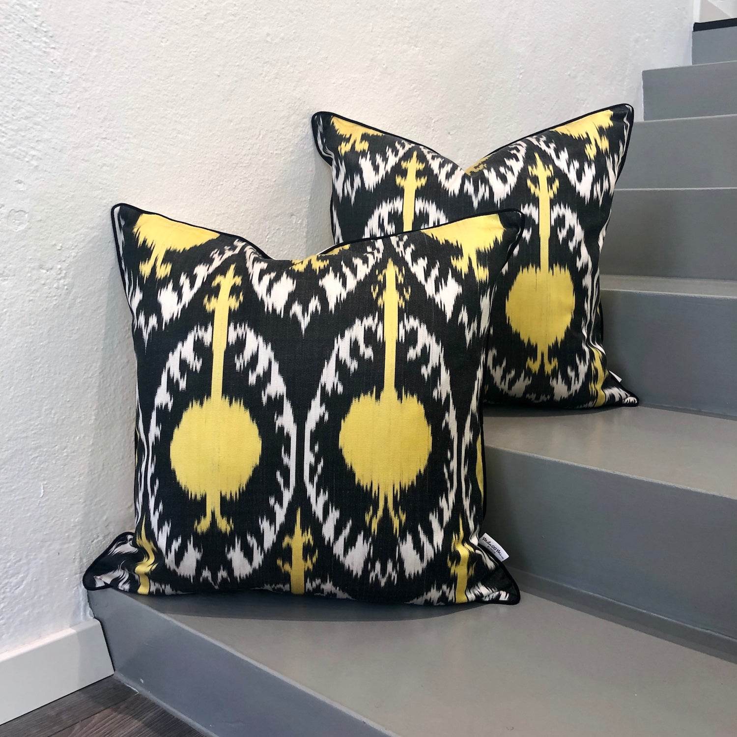 Luxury Silk Ikat Cushion Cover - Moonlight Blue Bohemian Throw Pillow Case for Sofa, Bed & Home Decor | Premium Handmade Decorative Pillow Sham