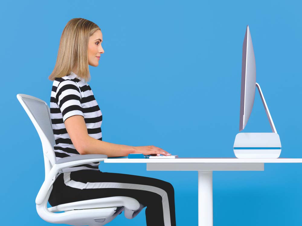Leitz Ergo Wow Adjustable Monitor Stand - 2 Height Settings, Blue/White (Model 65040036) | Ergonomic Desk Organizer for Home & Office Workspace