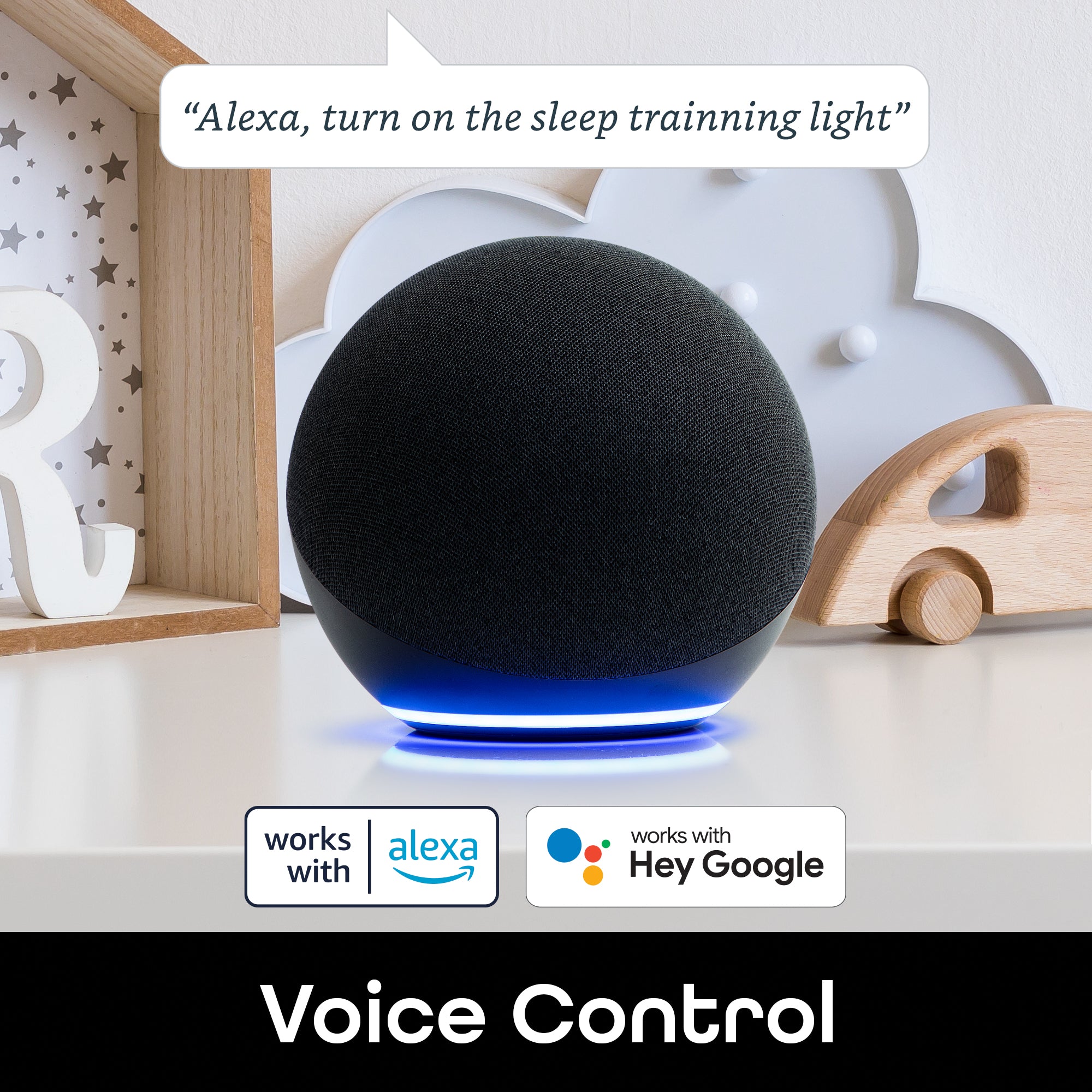 Geeni Rise & Shine Smart WiFi Kids Alarm Clock & Night Light - Color Changing LED for Bedroom, Nursery, and Gentle Wake-Up Training