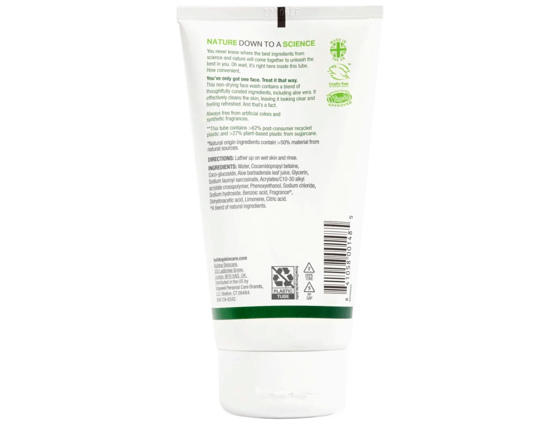 Bulldog Original Face Wash for Men - Natural Skincare Cleanser, 5 Oz (1 Pack) - Gentle Daily Cleansing for Oily & Sensitive Skin