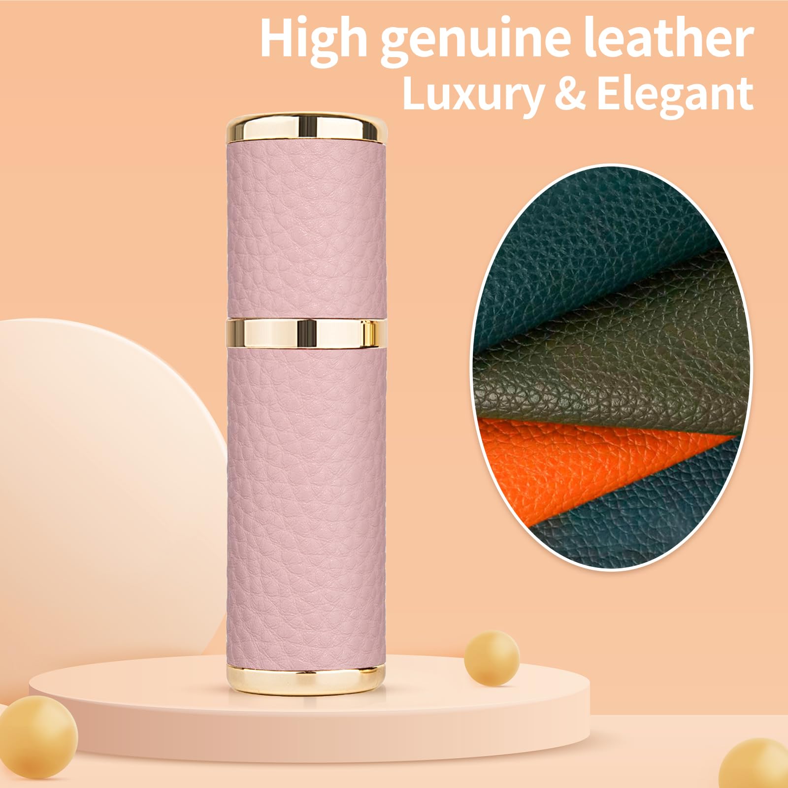 Portable 5ml Refillable Perfume Bottle - Leather Travel Atomizer with Fine Mist Sprayer, Funnel & Diffuser Tool for Women & Men (Pink) | Perfect for Travel, Gym, Office & Everyday Fragrance Refresh