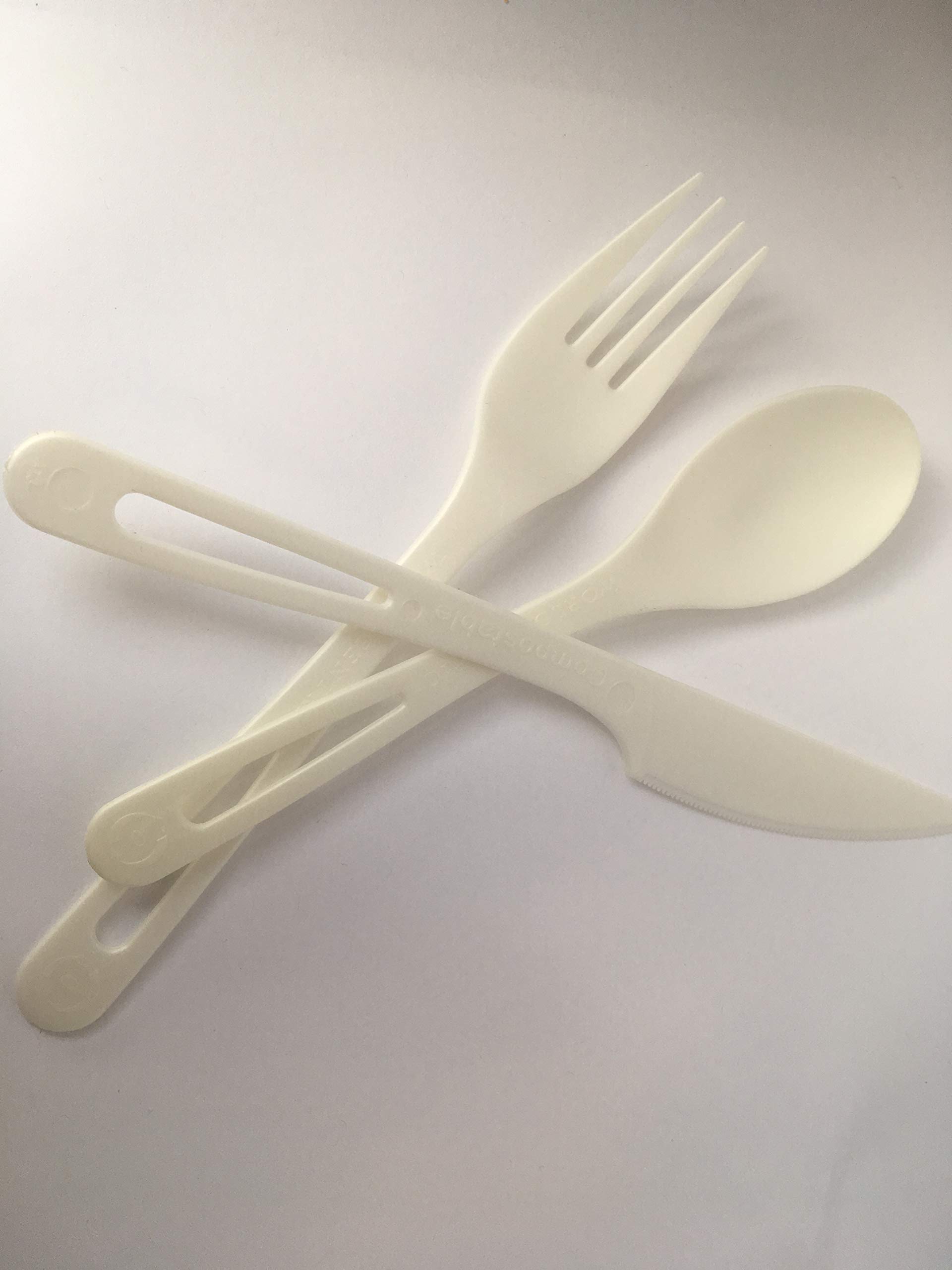 Eco-Friendly Compostable Cutlery Set - 1000 Forks, 1000 Knives & 1000 Spoons (3000 Pieces Total) | BPA-Free Biodegradable Utensils for Parties, Picnics & Catering | World Centric TPLA Utensil Combo (FO-PS-6+KN-PS-6+SP-PS-6)