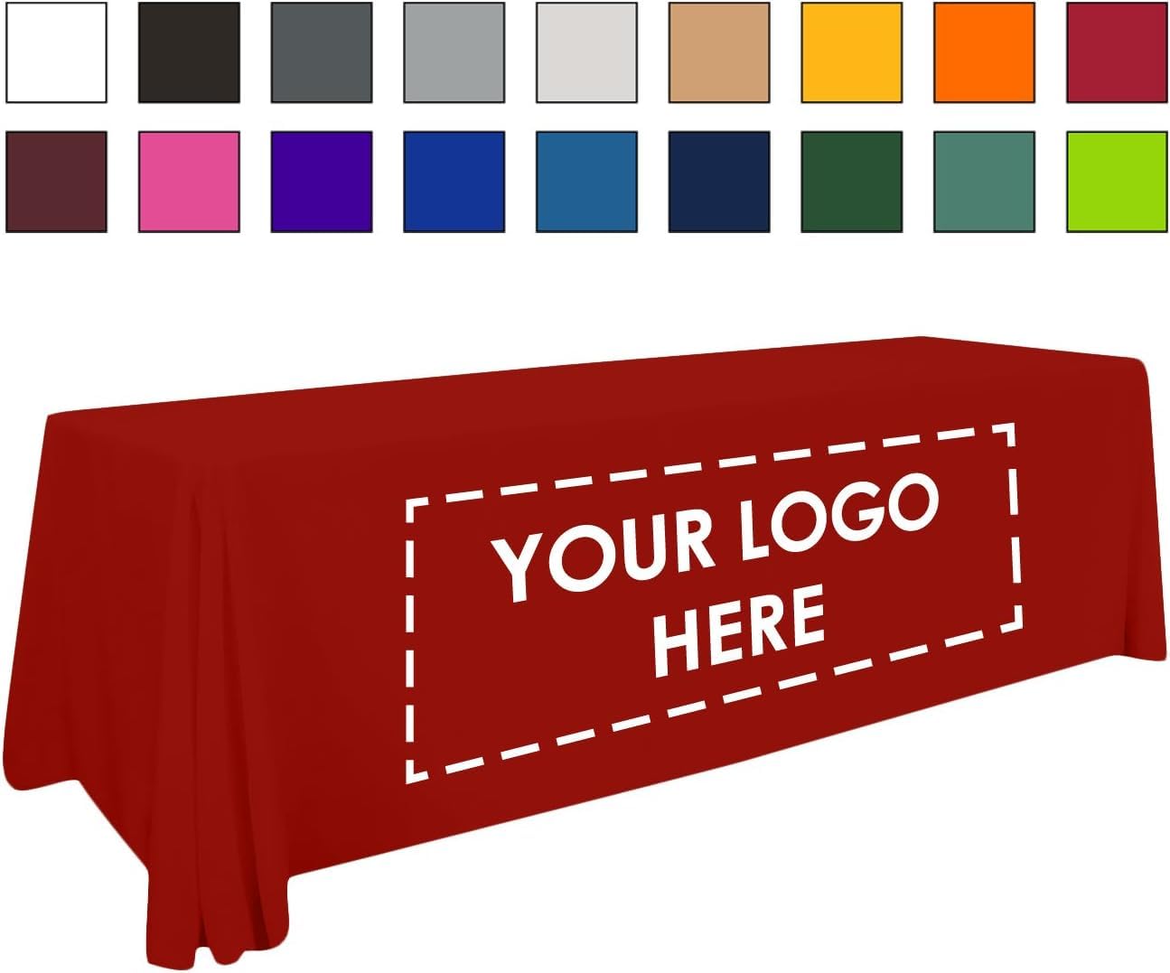 Custom Printed Tablecloth 6ft Red Table Cover with Logo - Personalized Table Throw for Weddings, Parties & Events