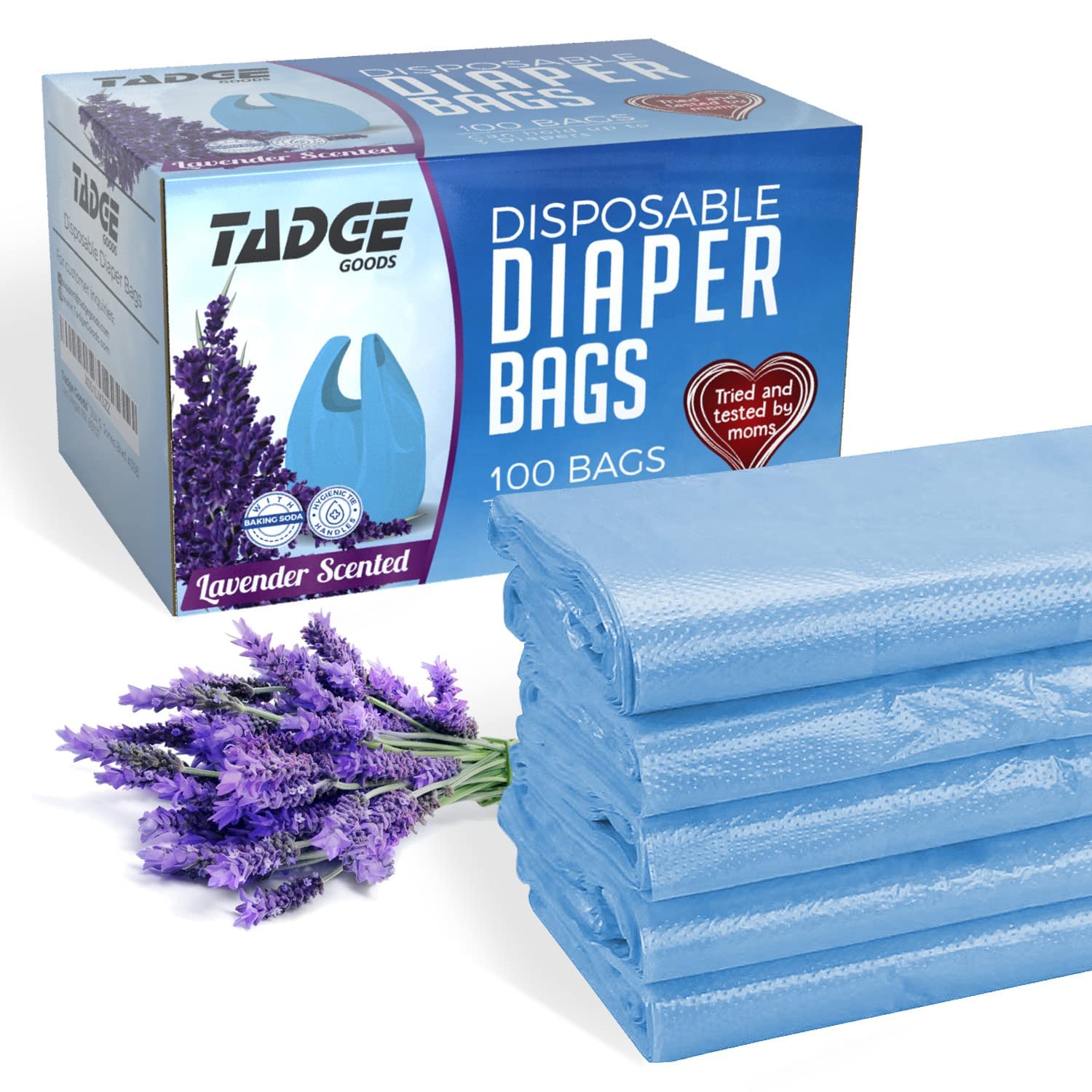 **Lavender Scented Biodegradable Diaper Bags - 100 Count Refill Pack for Baby Diaper Disposal | Odor Control & Eco-Friendly Trash Bags | Perfect for Travel, Nursery & On-the-Go Diaper Changes (Blue)**
