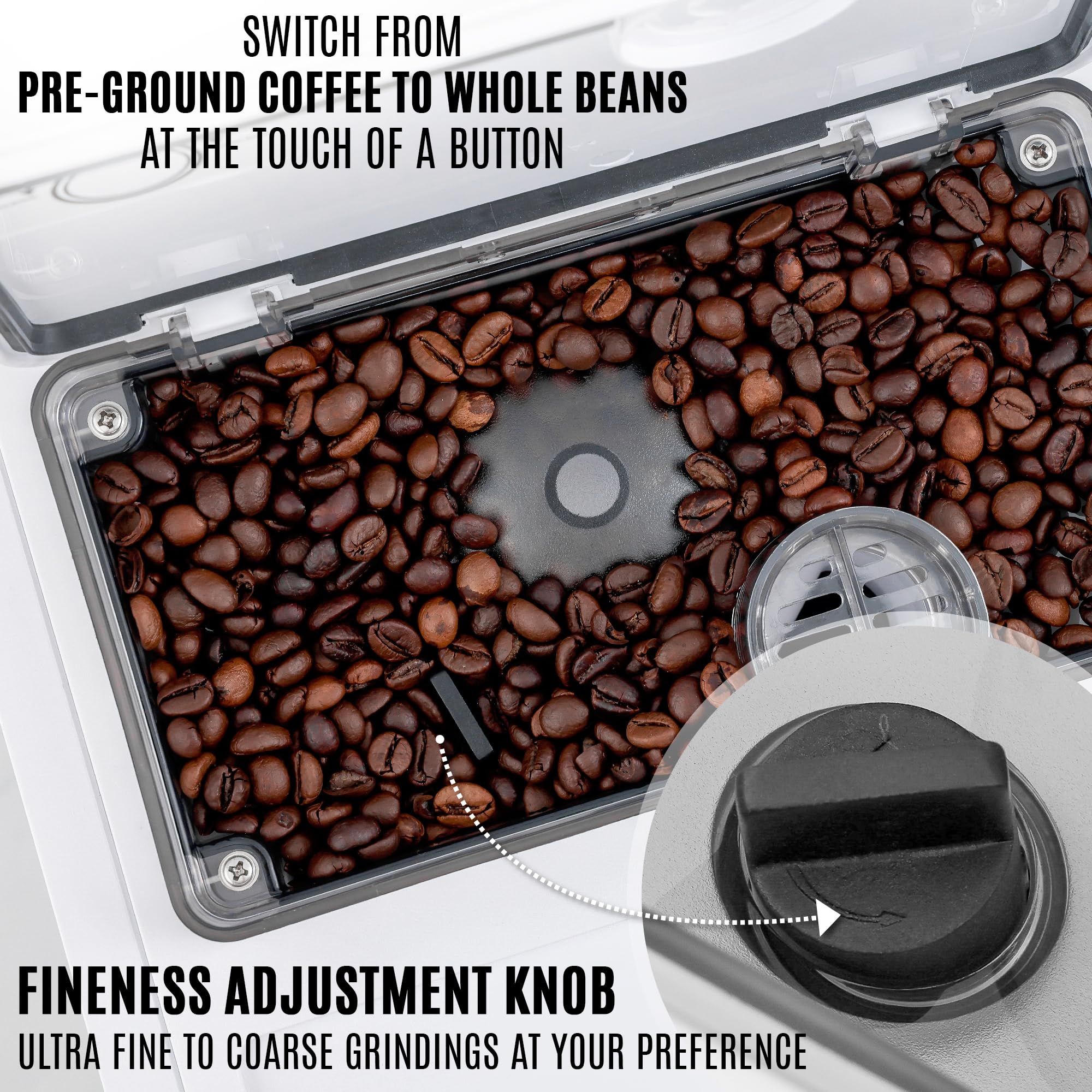 Zulay Magia Fully Automatic Espresso Machine with Built-in Grinder - 19 Customizable Coffee Options - Includes Insulated Milk Frother & Premium Espresso Cups - Auto-Cleaning System for Easy Maintenance - White (Perfect for Home Baristas & Office Coffee Stations)