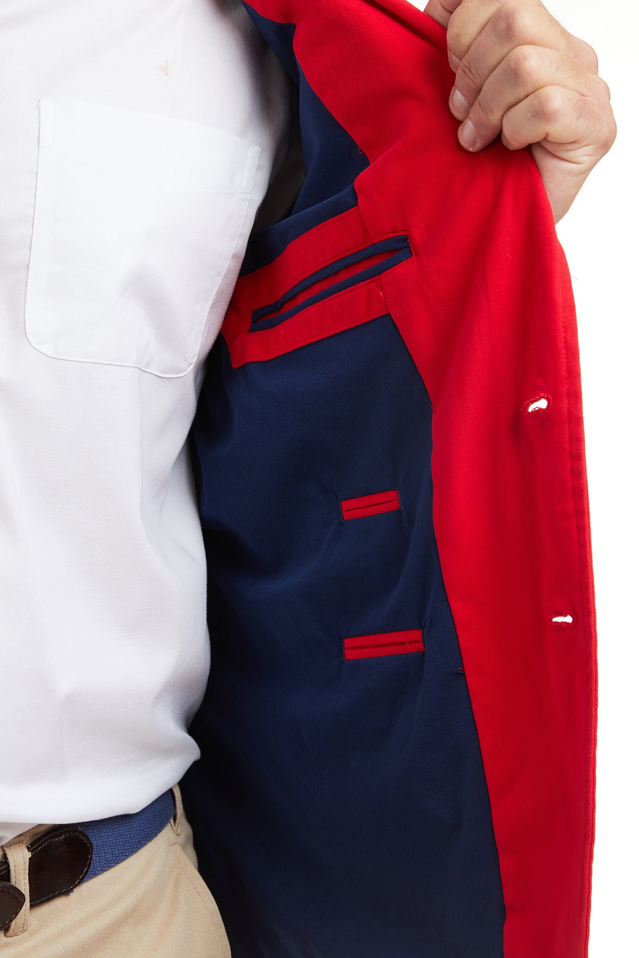 Spinnaker Blazer Bright Red with Christmas Trees - Men's Fashion Jacket for Holiday Parties & Festive Occasions