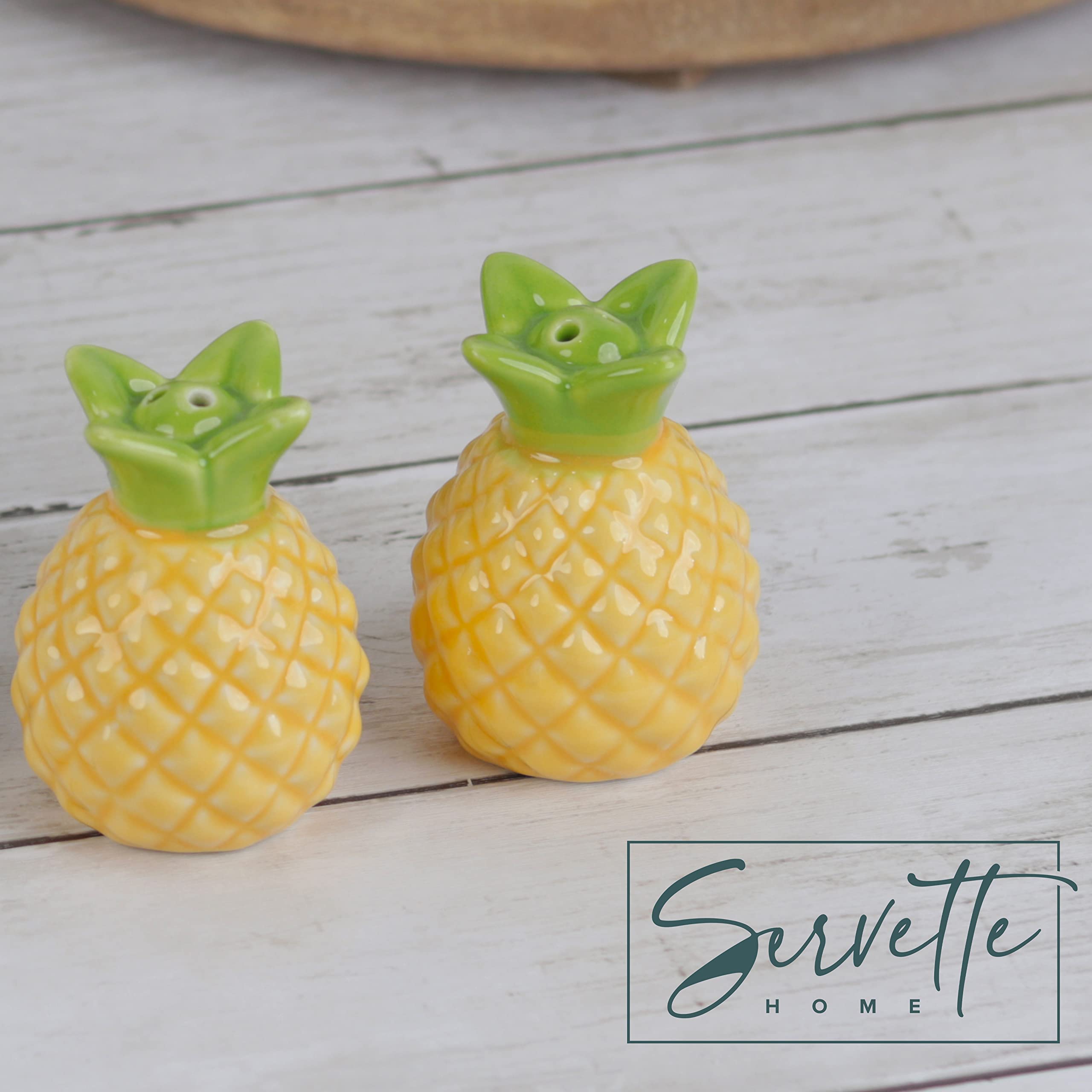 Ceramic Pineapple Napkin Holder and Salt & Pepper Shakers Set - Modern Kitchen Dining Table Decor for Restaurants, Home, and Party Use