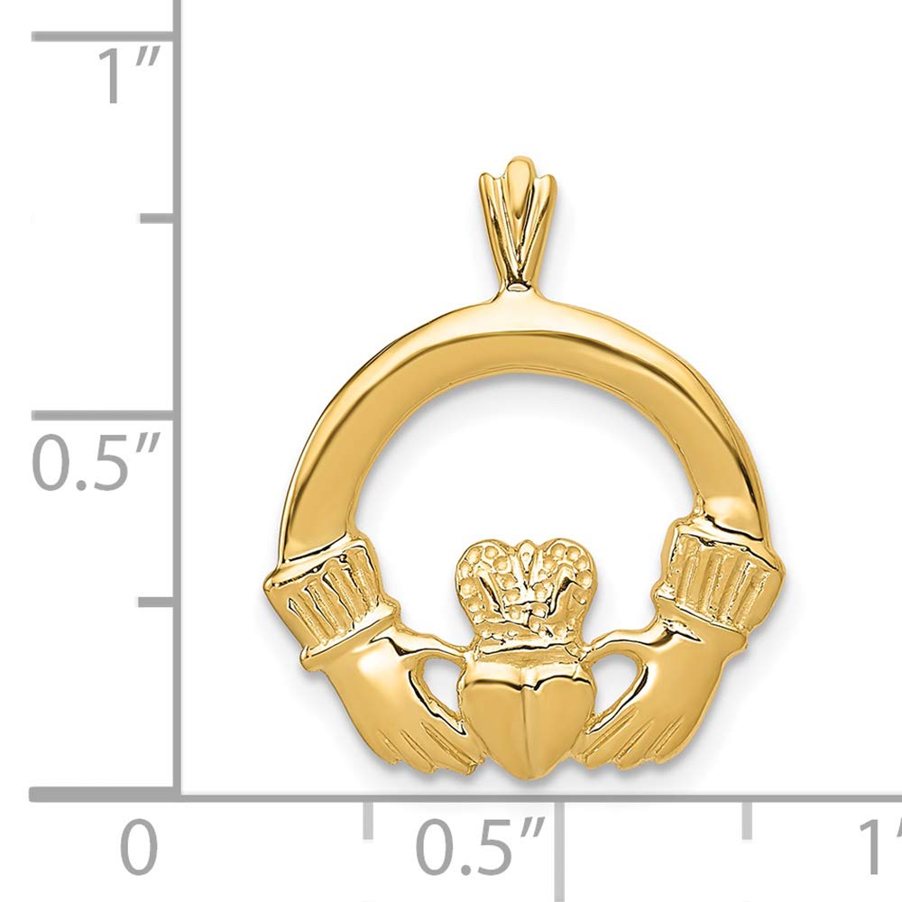 14K Yellow Gold Claddagh Charm Pendant - Authentic Irish Love Friendship Loyalty Jewelry - Perfect for Valentine's Day, Anniversary & Celtic Wedding Gifts