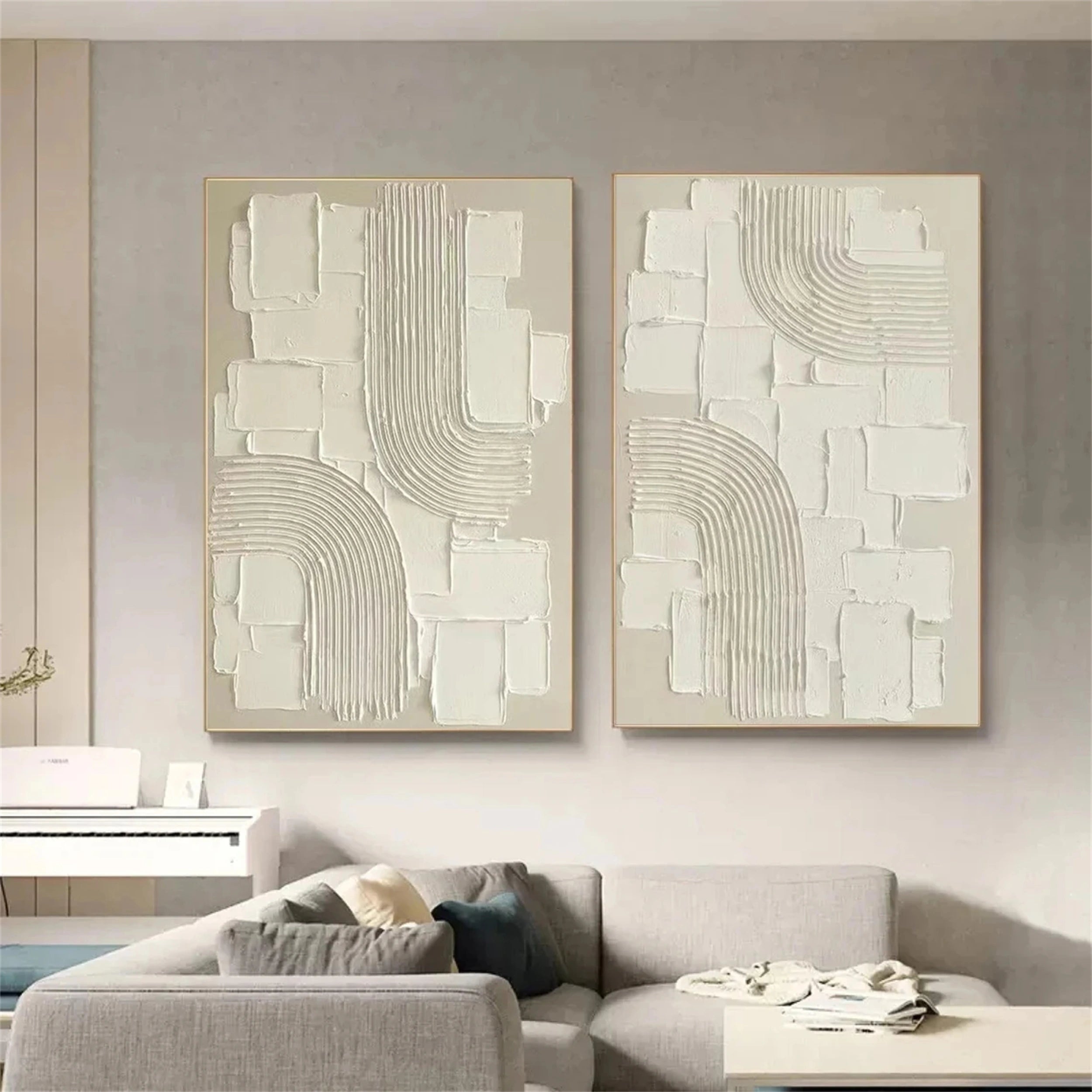 Abstract Tranquility Wall Art Set of 2 - Modern Minimalist Canvas Paintings for Living Room, Bedroom & Office Decor - #WS115