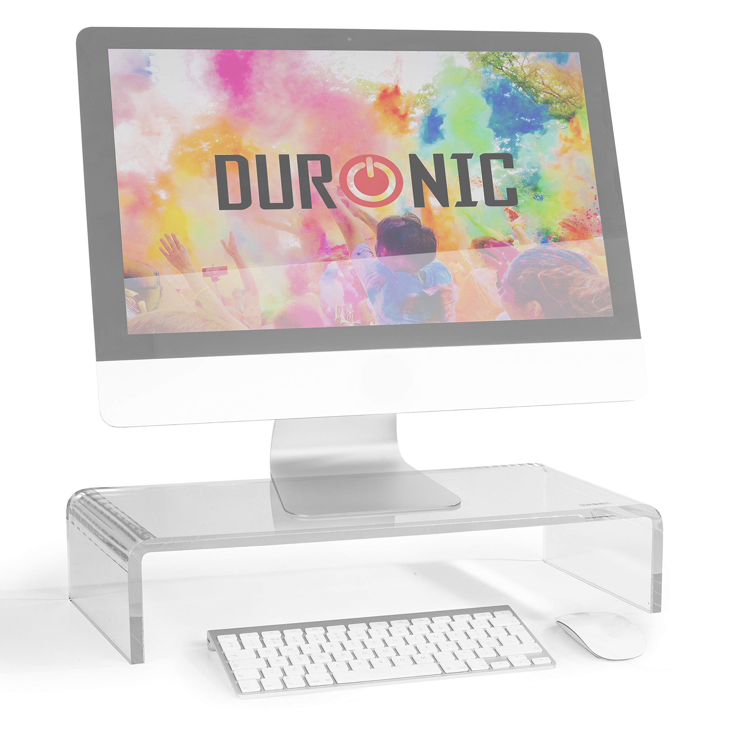 Duronic DM053 Acrylic Monitor Stand Riser - Ergonomic Laptop & Desktop Screen Stand with 30kg Capacity (50x20cm) - Perfect for Home Office, Gaming Setup & Workspace Organization
