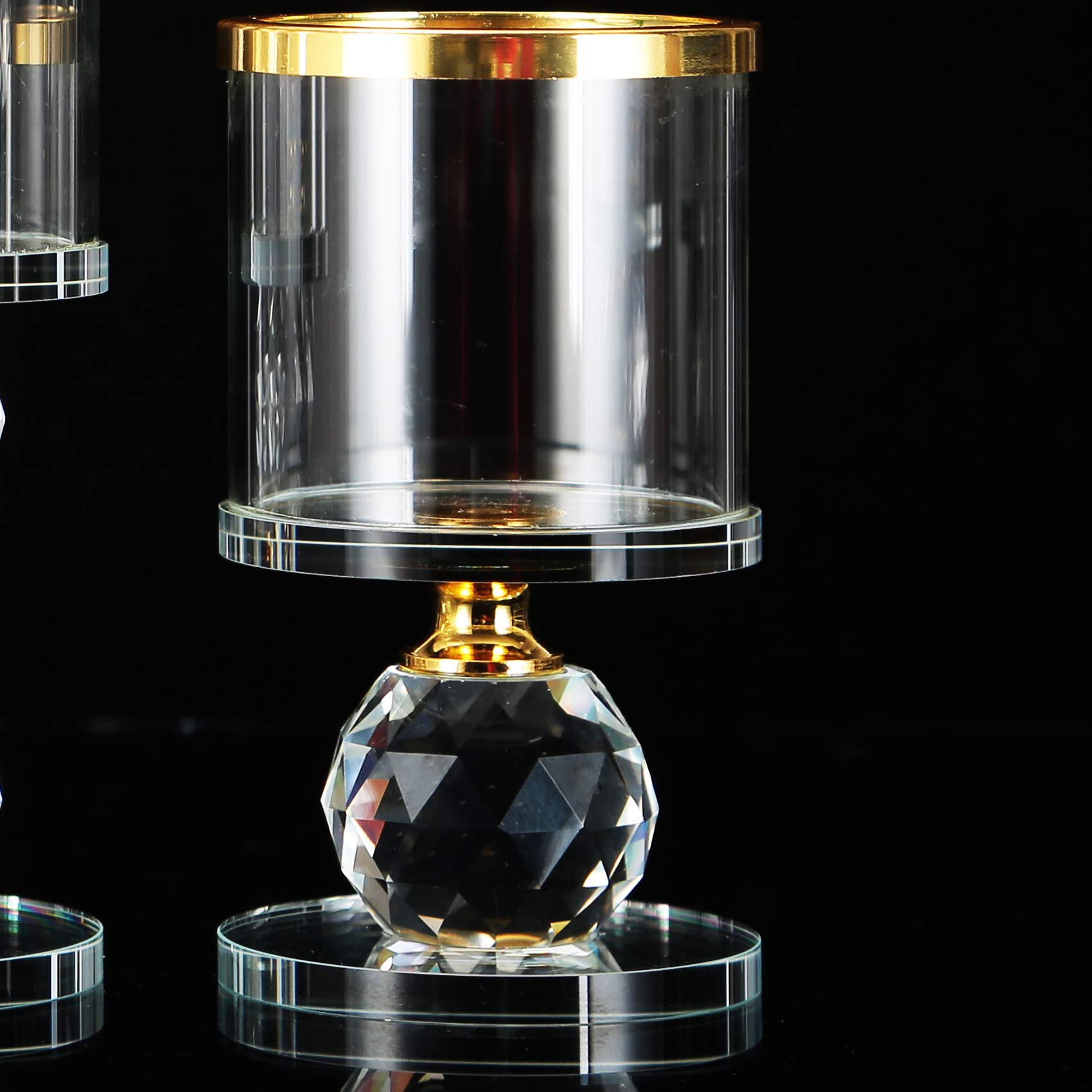 3 Crystal Candle Holders Set - Elegant Table Centerpiece for Living Room, Dining & Parties