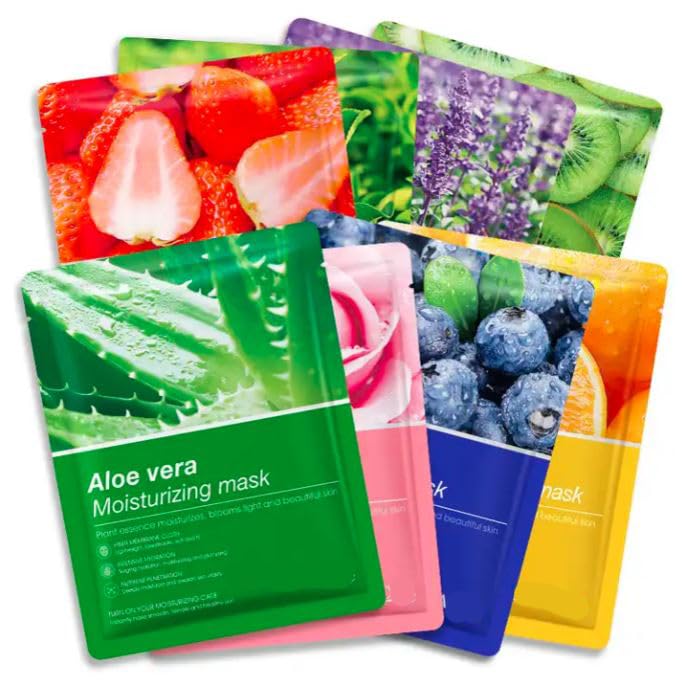 3Pcs Aloe Vera Face Mask Sheet with Vitamin C & Aloe Vera Serum for Glowing Skin - Deep Cleansing, Anti-Aging & Hydrating | Perfect for Daily Skincare, Spa Day & Relaxation at Home