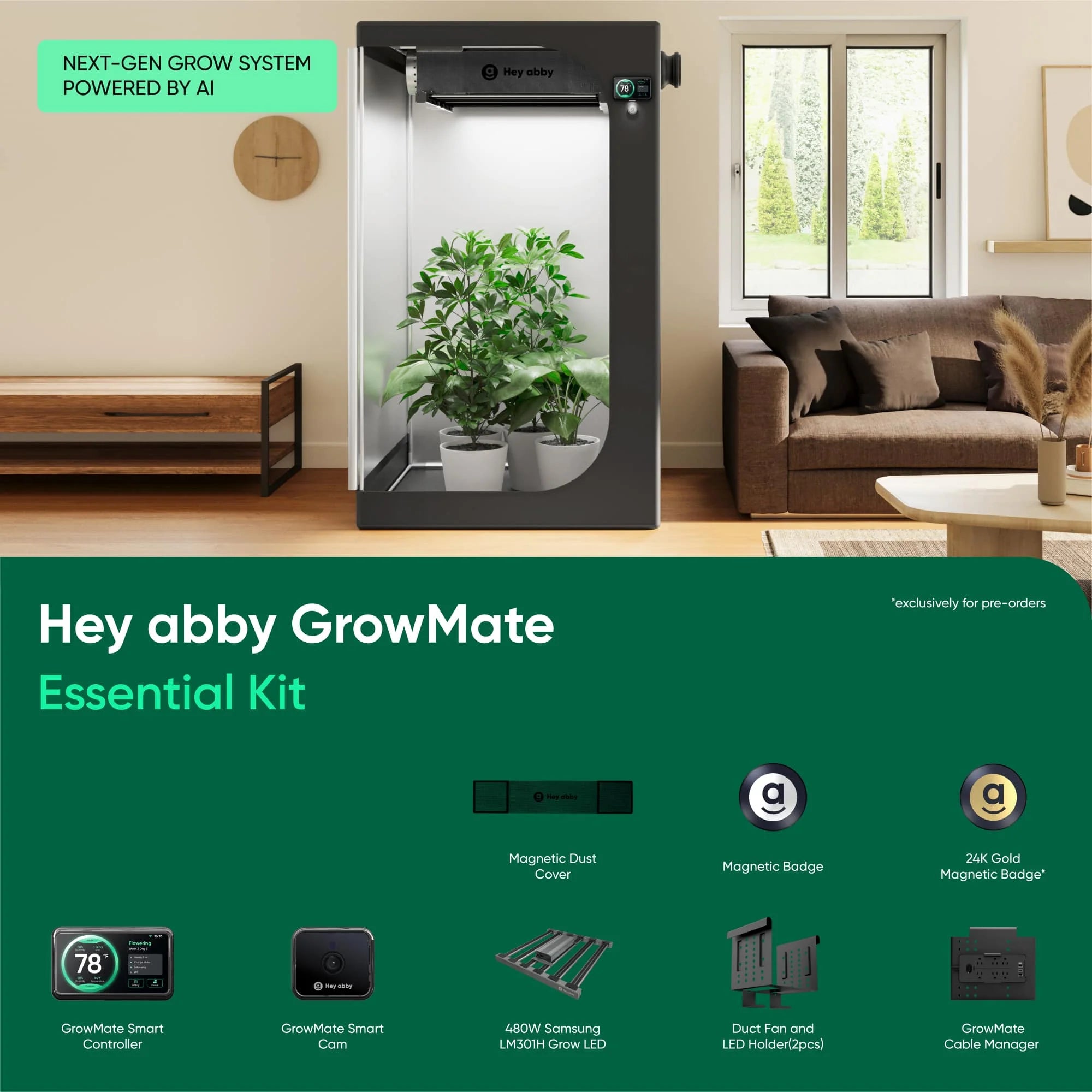 Hey abby GrowMate Next Gen Smart Indoor Grow System for Hydroponics, Herbs, and Vegetables - Perfect for Home Gardening and Urban Farming