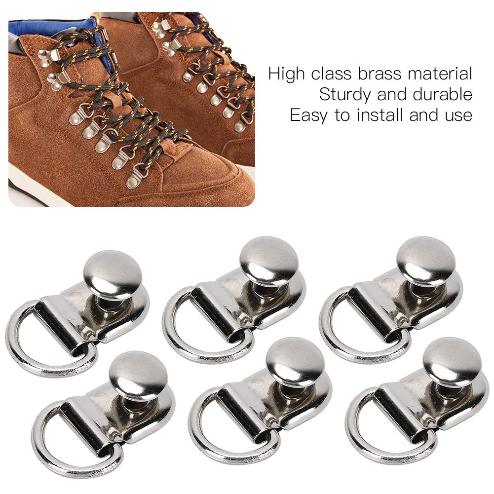 100 Sets Brass Shoe Boot Lace Hooks with Rivets - D-Ring Eyelet Buckles for Boots & Shoes - Perfect for Outdoor Hiking, Work Boots, and Fashion Footwear Accessories