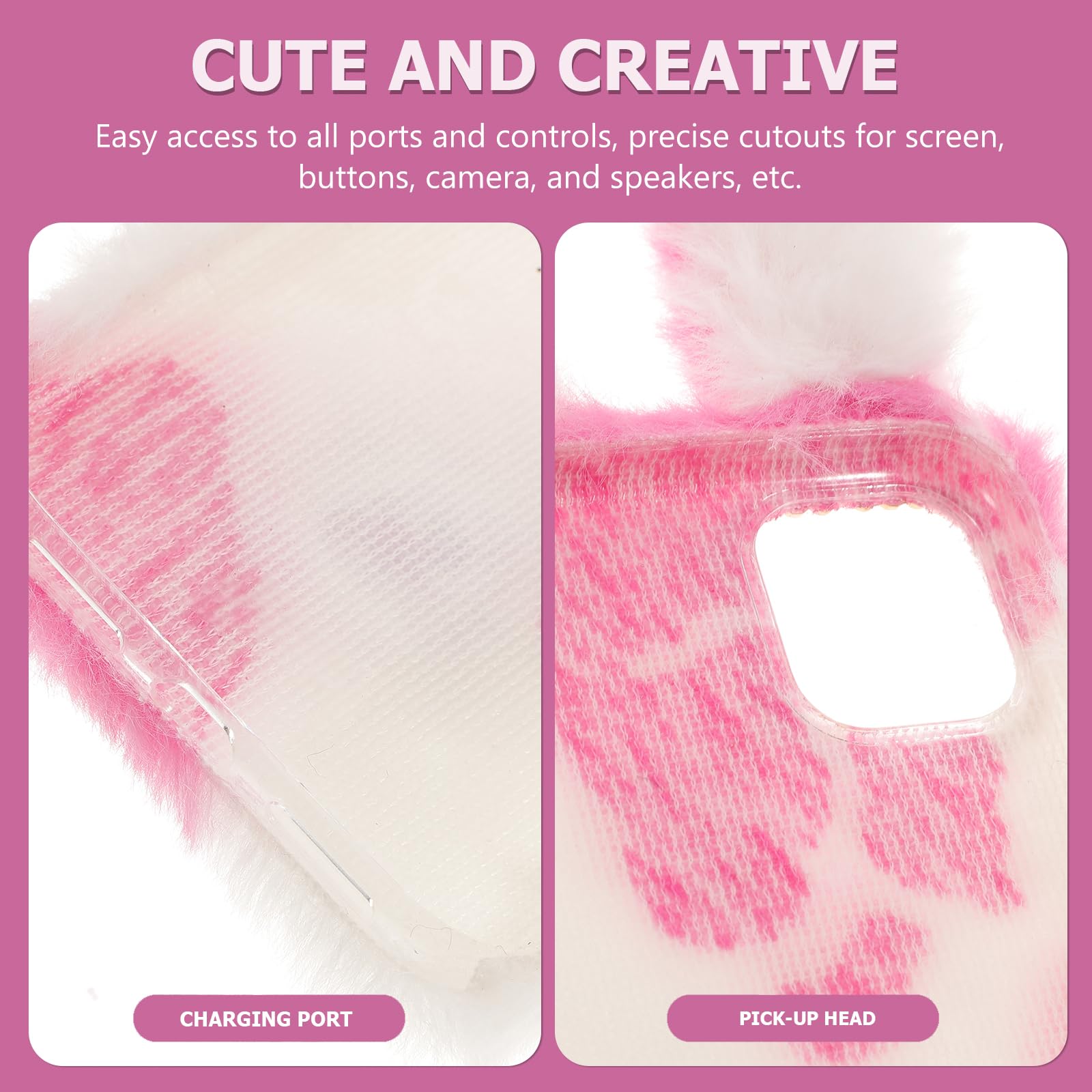 Mikikit Cute Plush Rabbit Fur Phone Case for iPhone 11 - Soft Pink Fluffy Protective Cover with Comfortable Grip | Perfect Gift for Girls, Women & Teens | Ideal for Daily Use, Travel & Photo Shoots