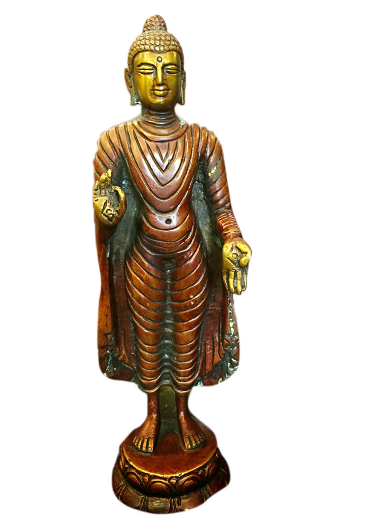 Handcrafted Brass Standing Buddha Statue - Spiritual Yoga Meditation Decor, Unique Gift for Home & Office | Perfect for Yoga Studios, Meditation Spaces & Zen Decor