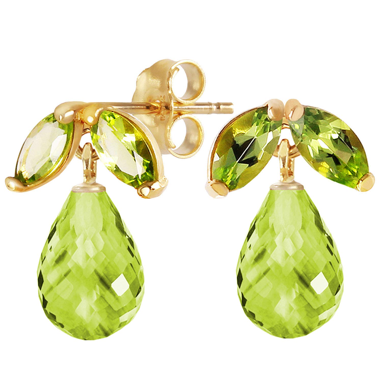 14K Solid Gold Peridot Stud Earrings for Women - GG Galaxy Gold Collection | Elegant Everyday Wear & Gift for Her