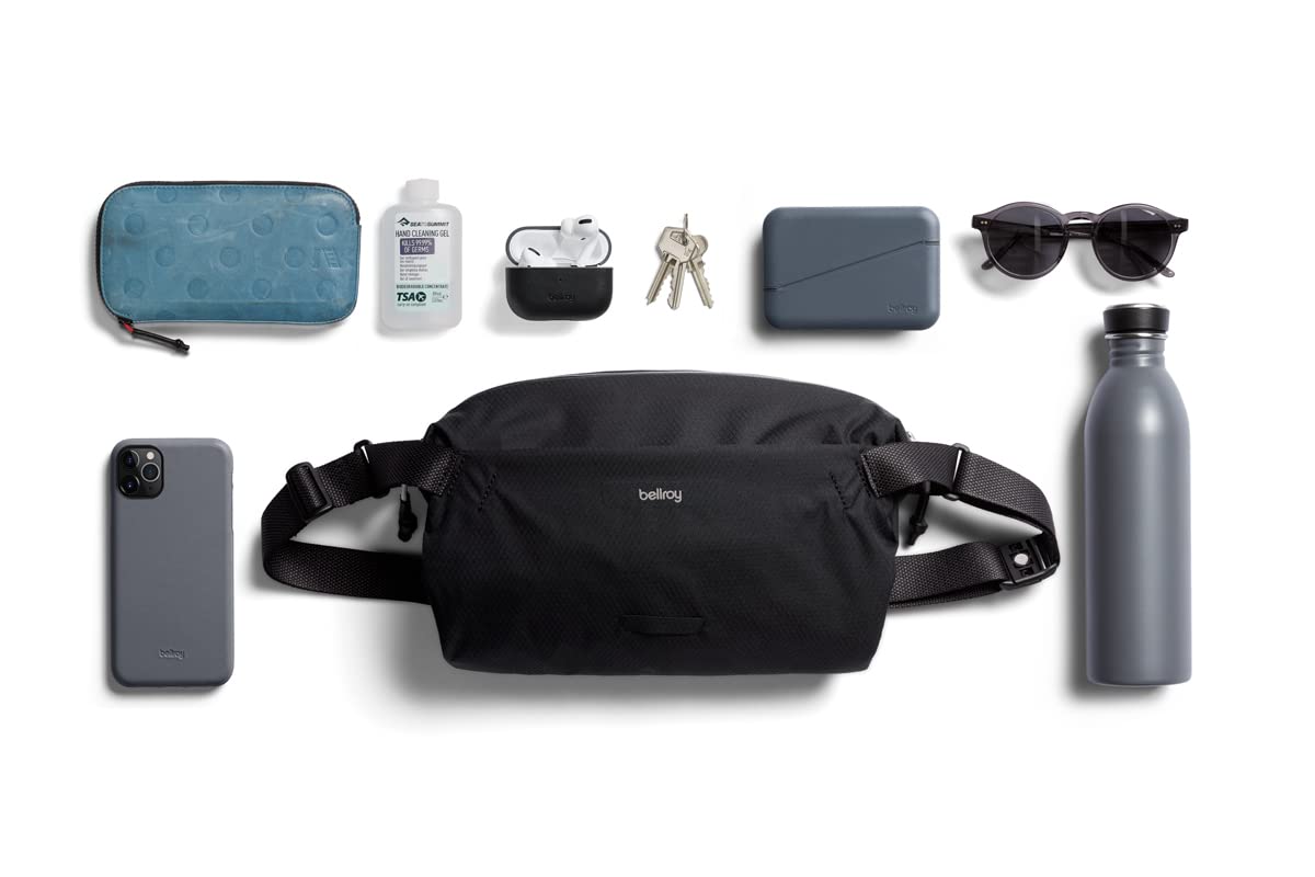 Bellroy Lite Sling - Lightweight Crossbody Bag for Men & Women | Water-Resistant Travel Sling Pack | Perfect for Hiking, Commuting & Everyday Carry (Black)