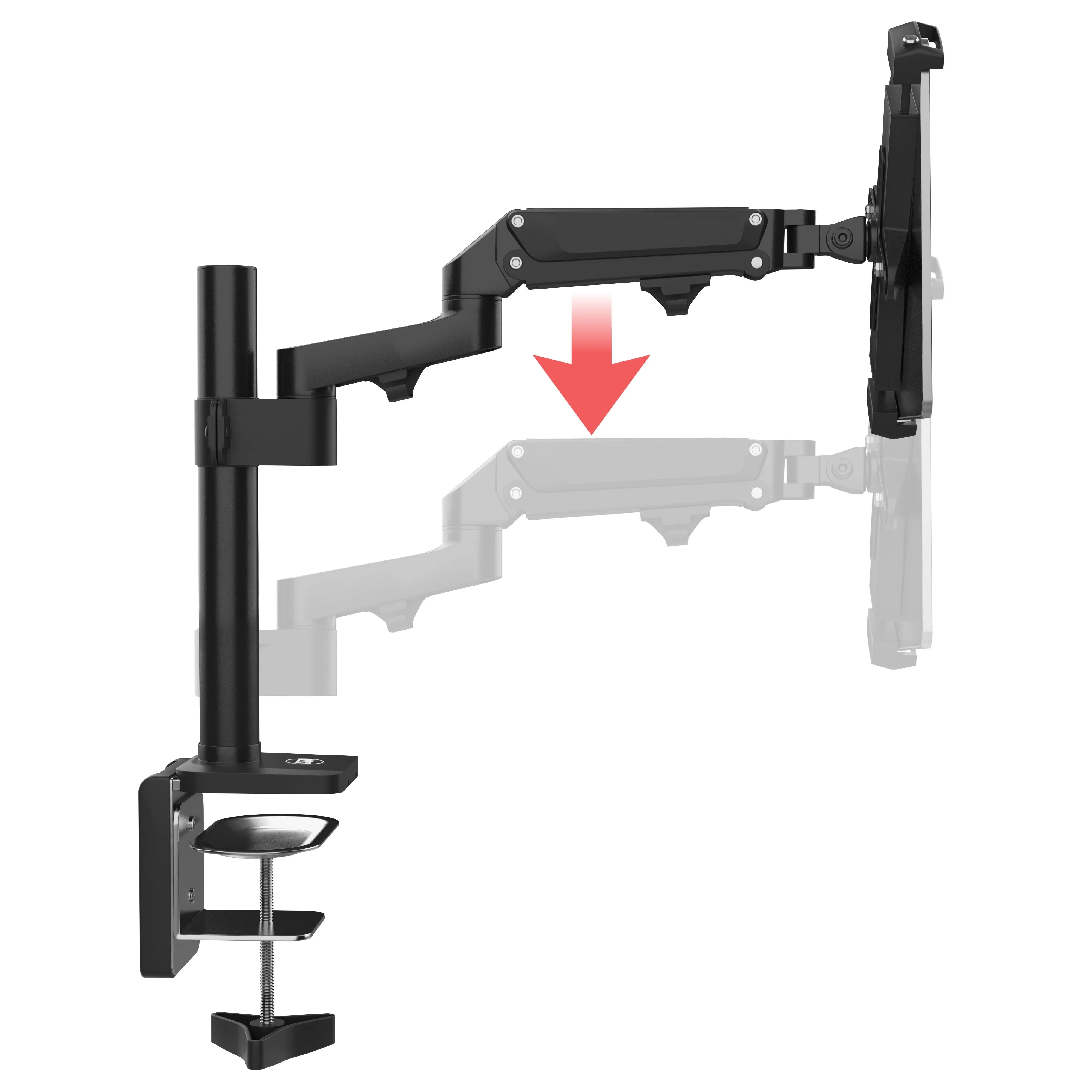 Adjustable Articulating Desk Clamp Mount with Secure Enclosure - Perfect for Monitors, Laptops, and Tablets in Home Office & Gaming Setups