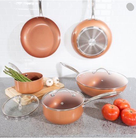 8-Piece Nonstick Ceramic Cookware Set with 2-Layer Coating, Tempered Glass Lids & Copper Finish - Oven & Dishwasher Safe - Perfect for Home Cooking, Meal Prep & Professional Kitchens
