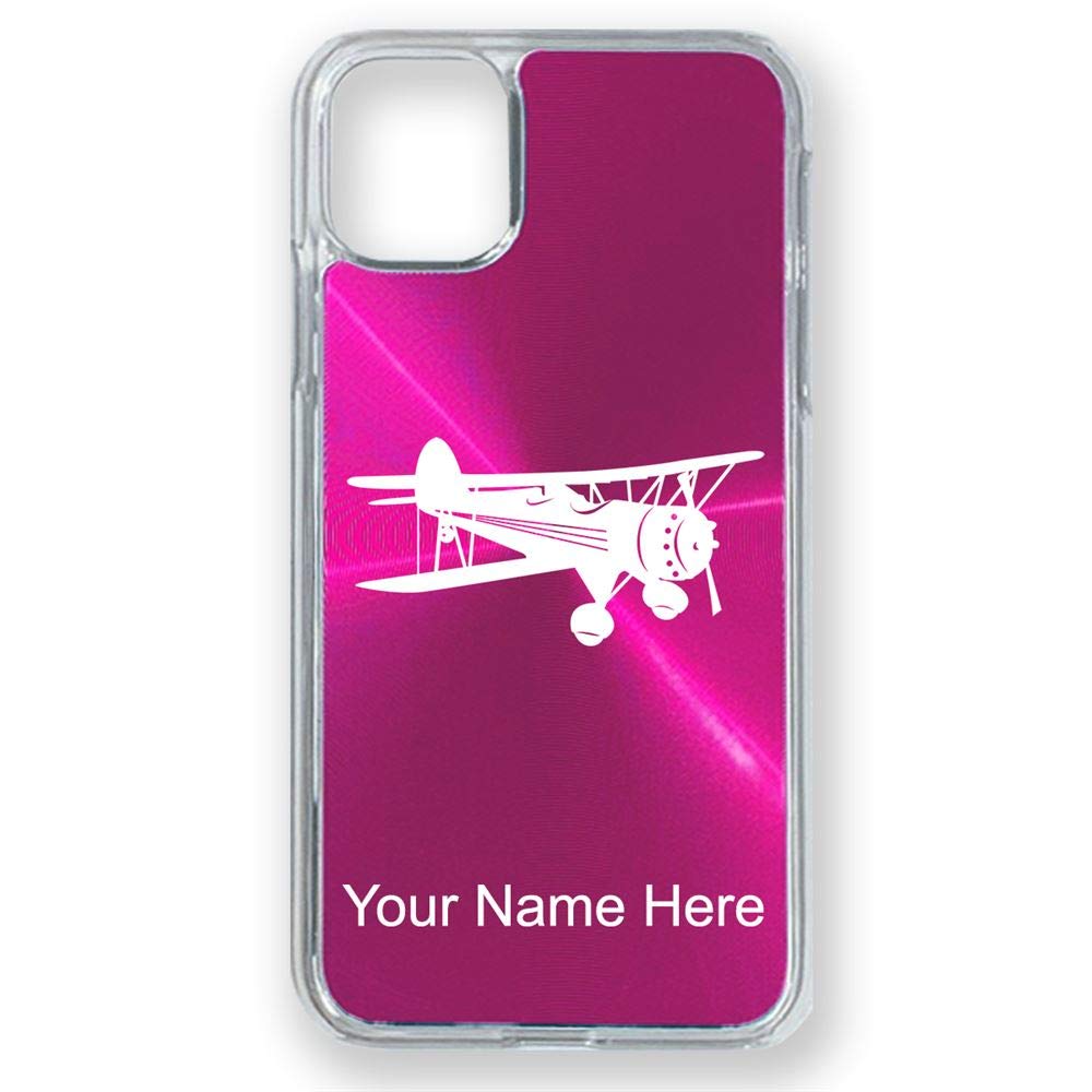 Premium iPhone 11 Pro Max Case with Biplane Design - Personalized Engraving Included (Pink) | Shockproof & Scratch-Resistant Protection | Perfect for Travel, Work & Everyday Use
