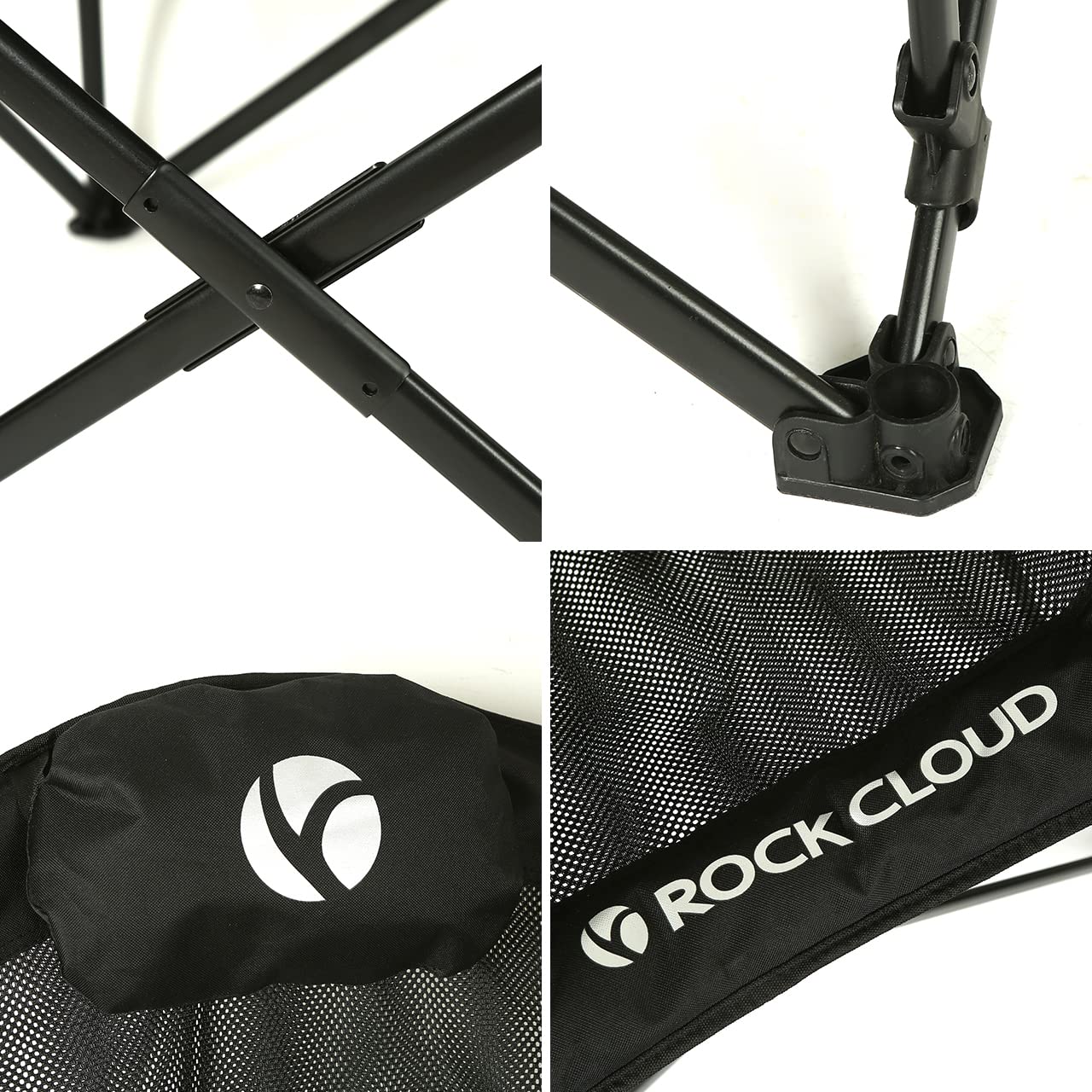 ROCK CLOUD Oversized Folding Camping Chair with Padded Seat - Portable Moon Chair for Outdoor Activities, Camping, Hiking, Fishing, Beach, Picnics, Backyard & Lawn - Heavy Duty & Comfortable - Black