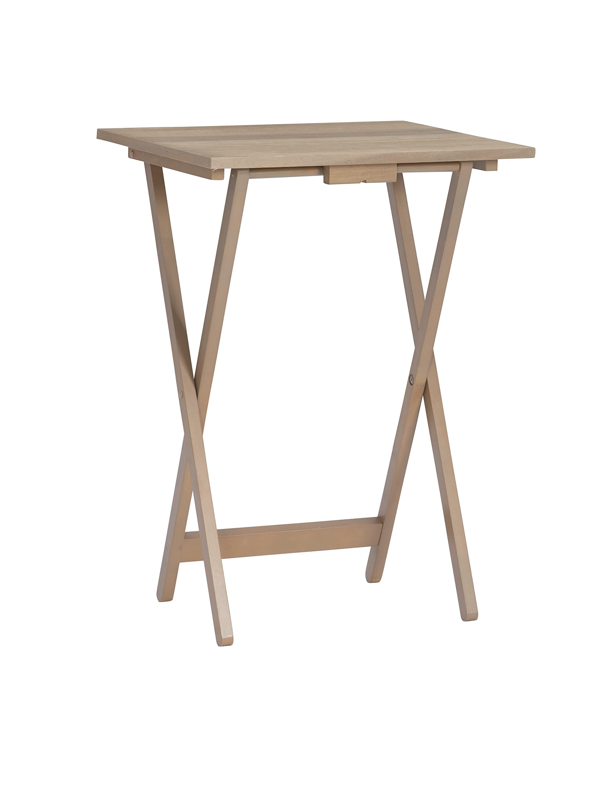 Linon Acacia Grace Tray Table Set in Driftwood Finish - Side Table with Storage Tray for Living Room, Bedroom, or Patio Decor