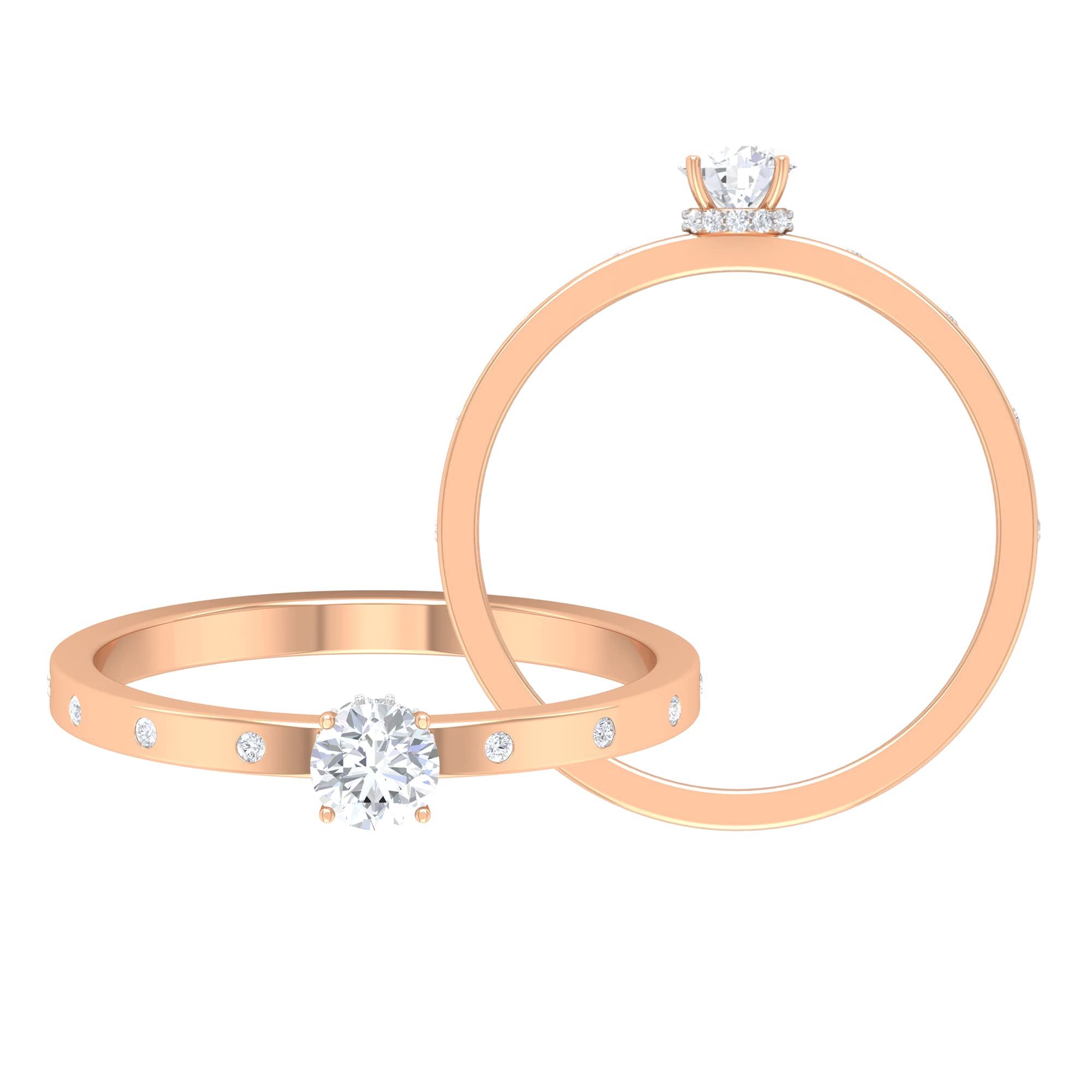 0.50 CT Natural Diamond Promise Ring for Women - April Birthstone Ring with Side Stones in 14K Solid Gold | Engagement, Anniversary & Gift Giving