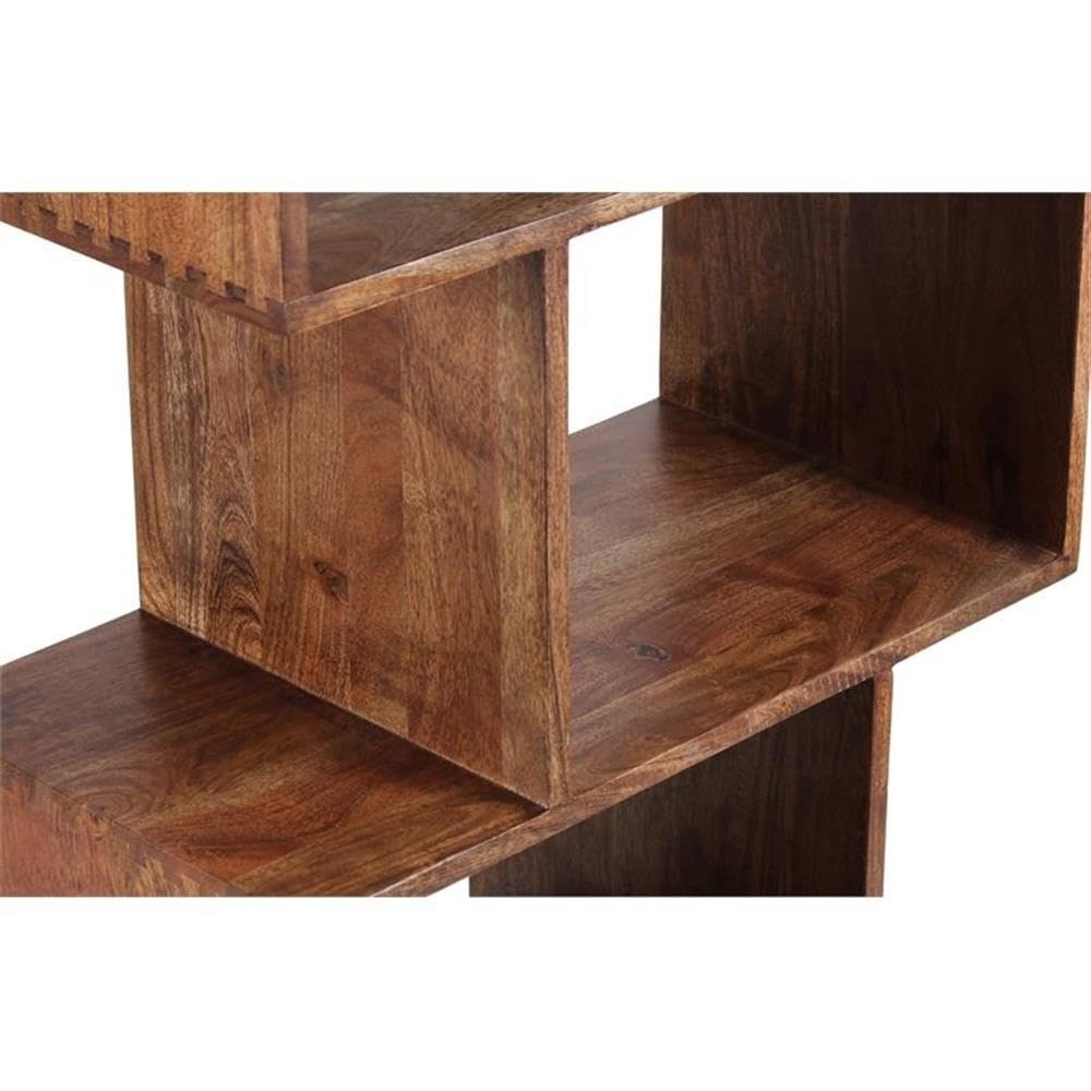 Hawthorne Collections Portola Solid Acacia Wood Bookcase - Brown Wooden Bookshelf for Home Office, Living Room & Bedroom Storage